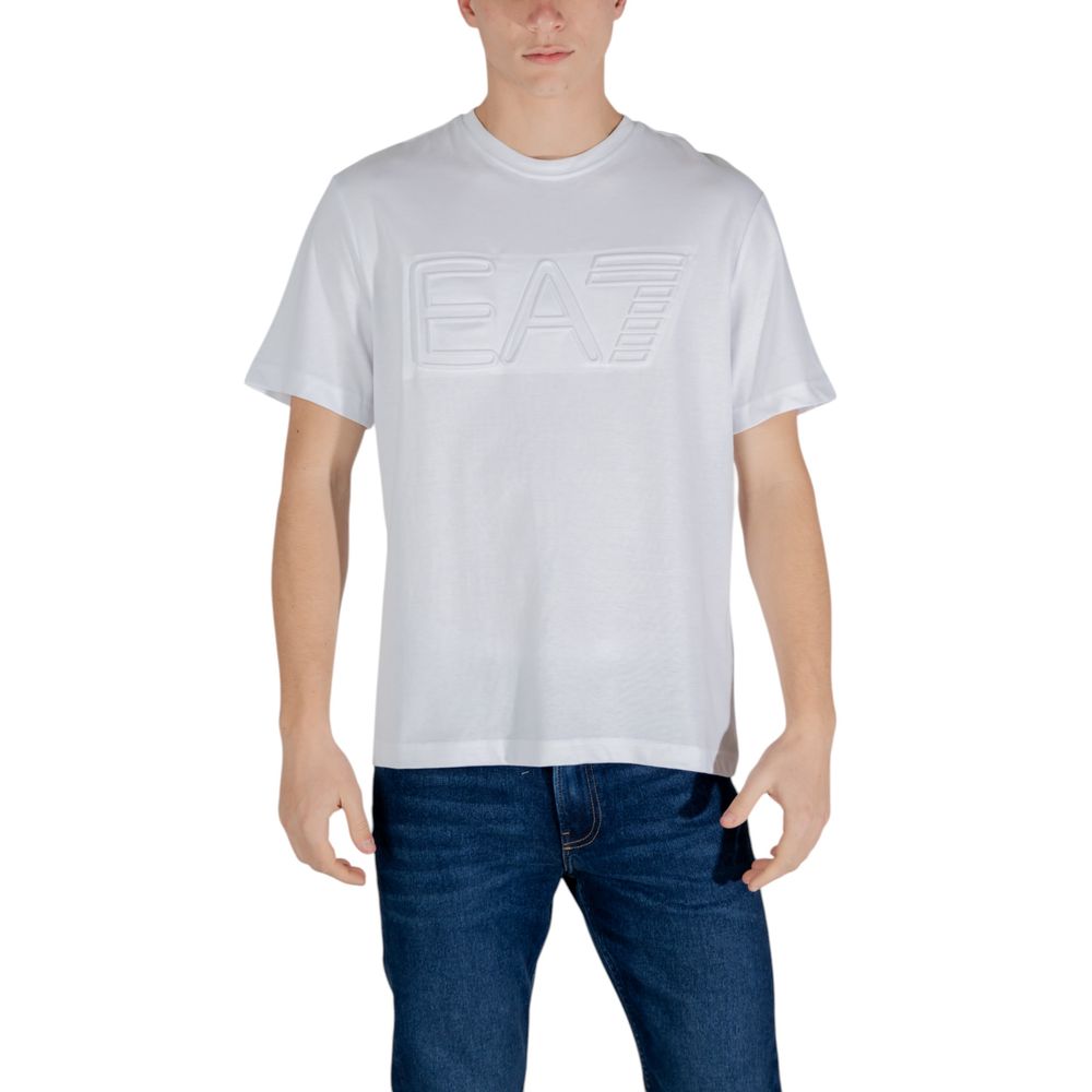 EA7 Emporio Armani Weißes Baumwoll-T-Shirt