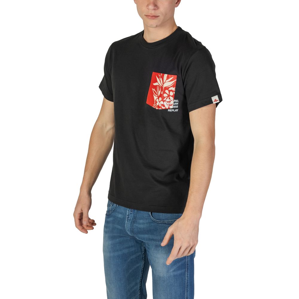 Replay Schwarzes Baumwoll-T-Shirt