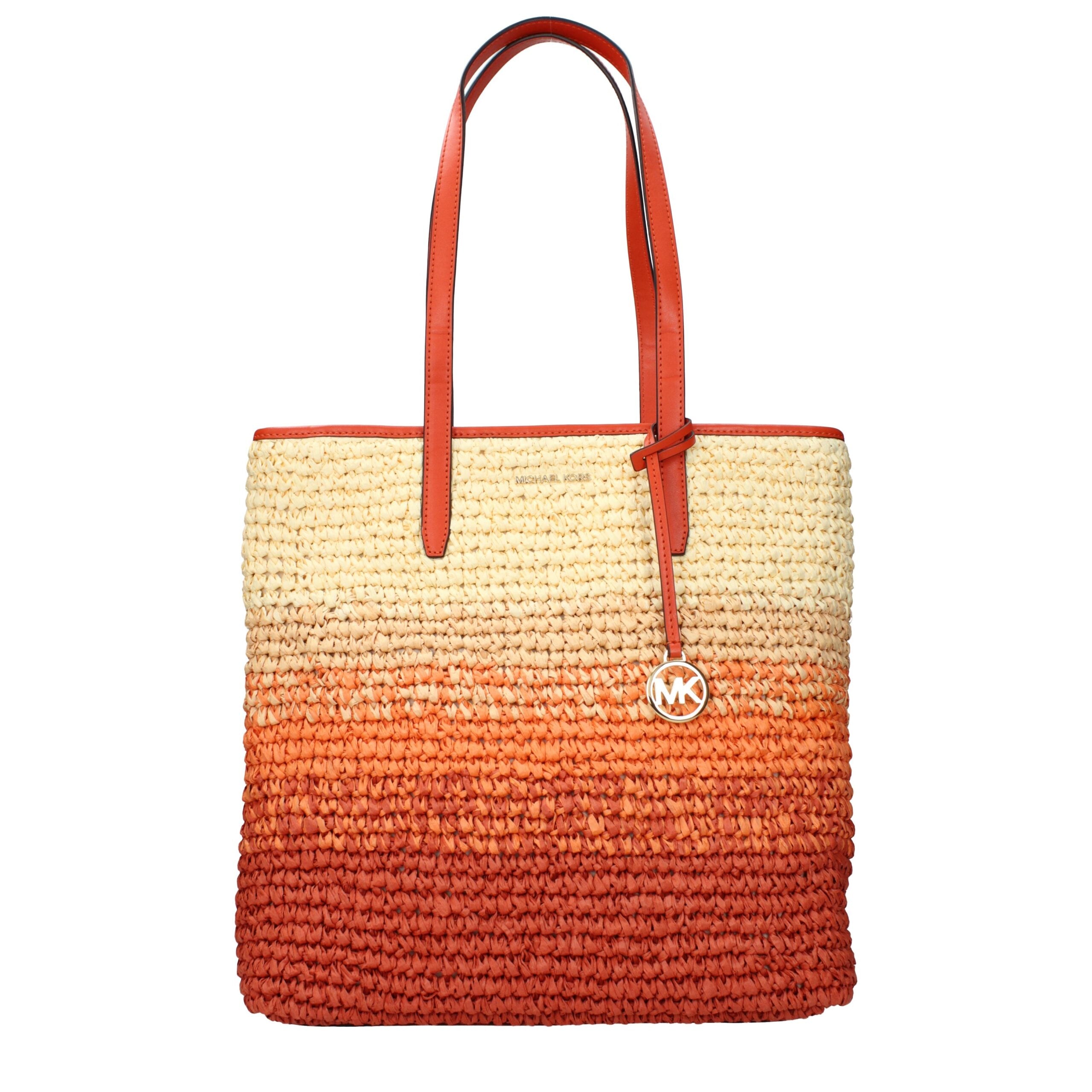 Michael Kors Orangefarbene Raffia-Umhängetasche