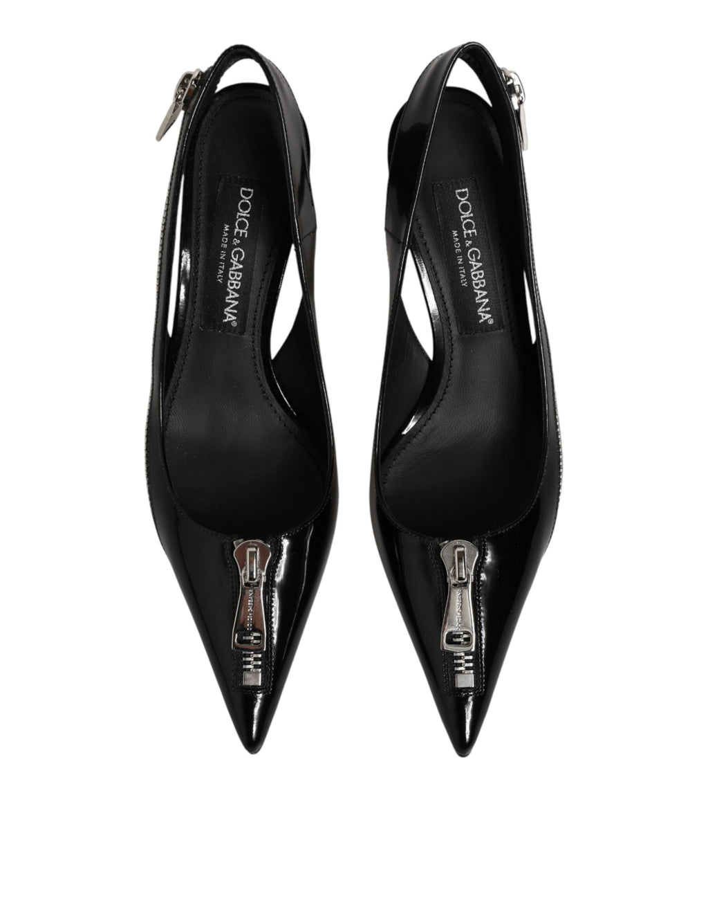 Dolce & Gabbana Schwarze Leder-Slingback-Pumps mit Reißverschluss