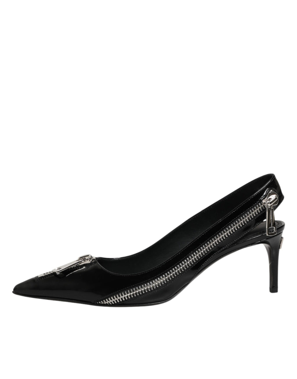 Dolce & Gabbana Schwarze Leder-Slingback-Pumps mit Reißverschluss