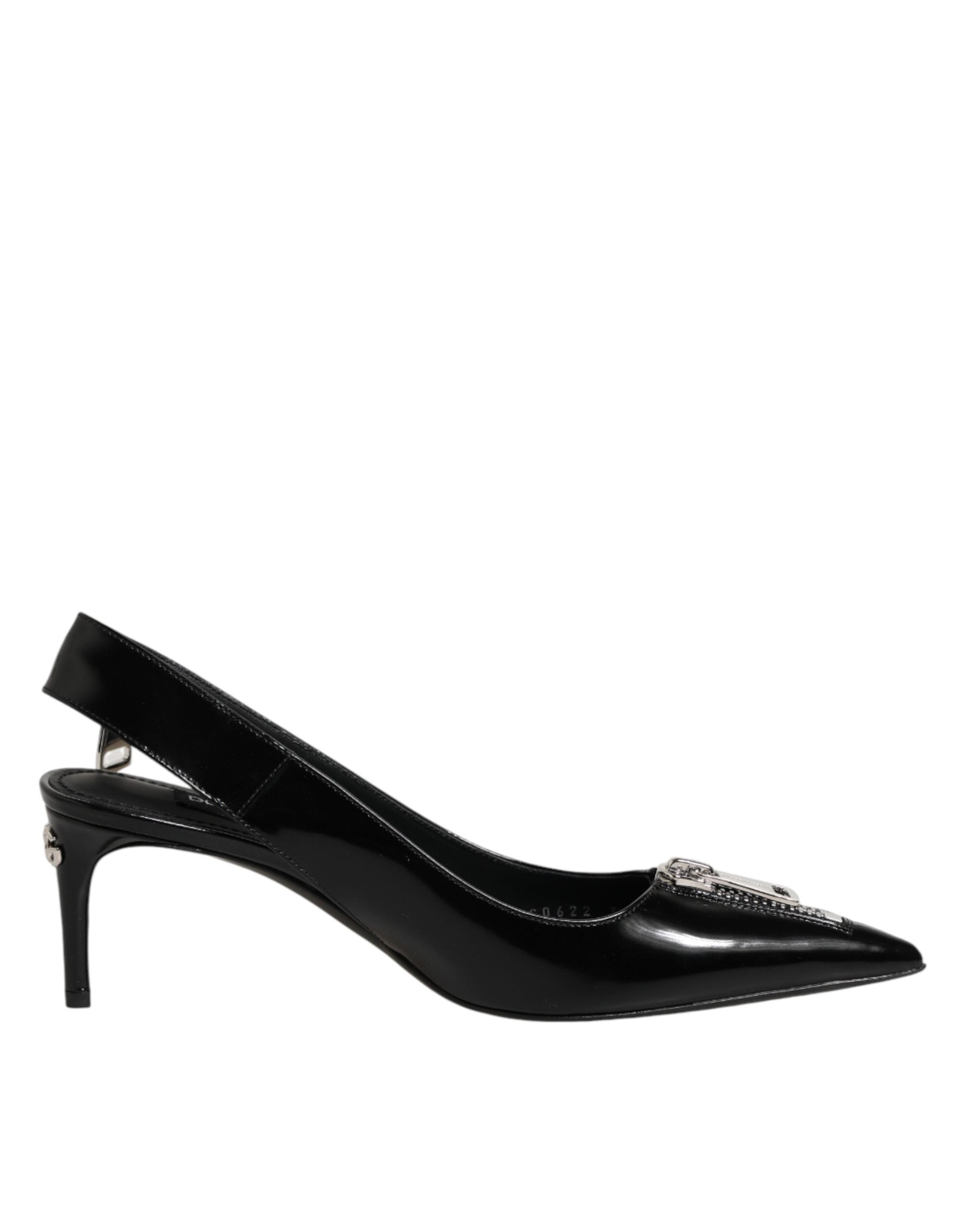 Dolce & Gabbana Schwarze Leder-Slingback-Pumps mit Reißverschluss
