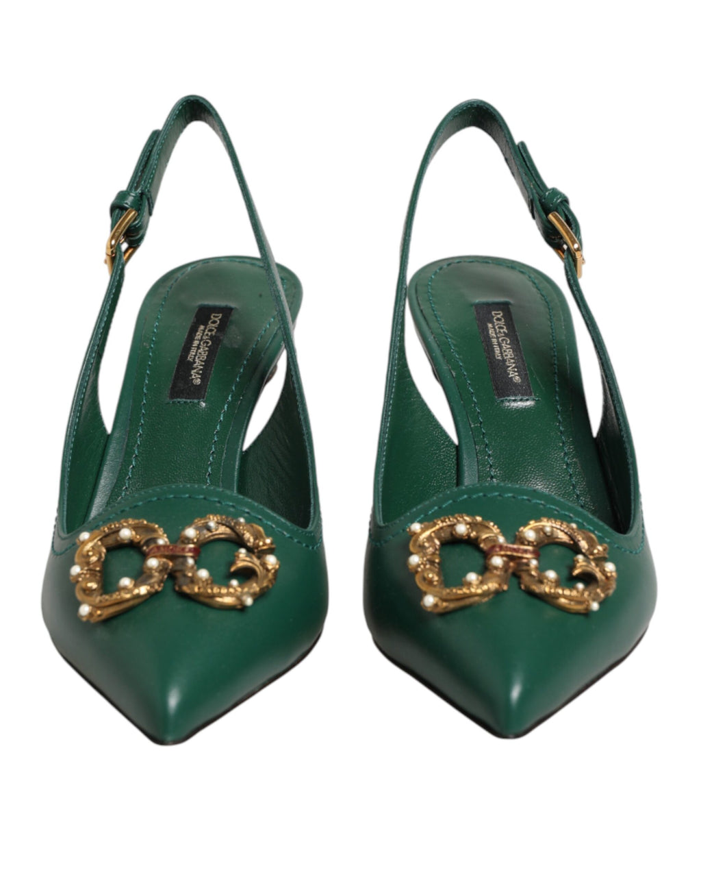 Dolce & Gabbana Grüne Leder-AMORE-Slingback-Pumps