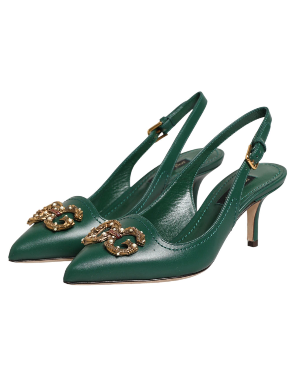 Dolce & Gabbana Grüne Leder-AMORE-Slingback-Pumps