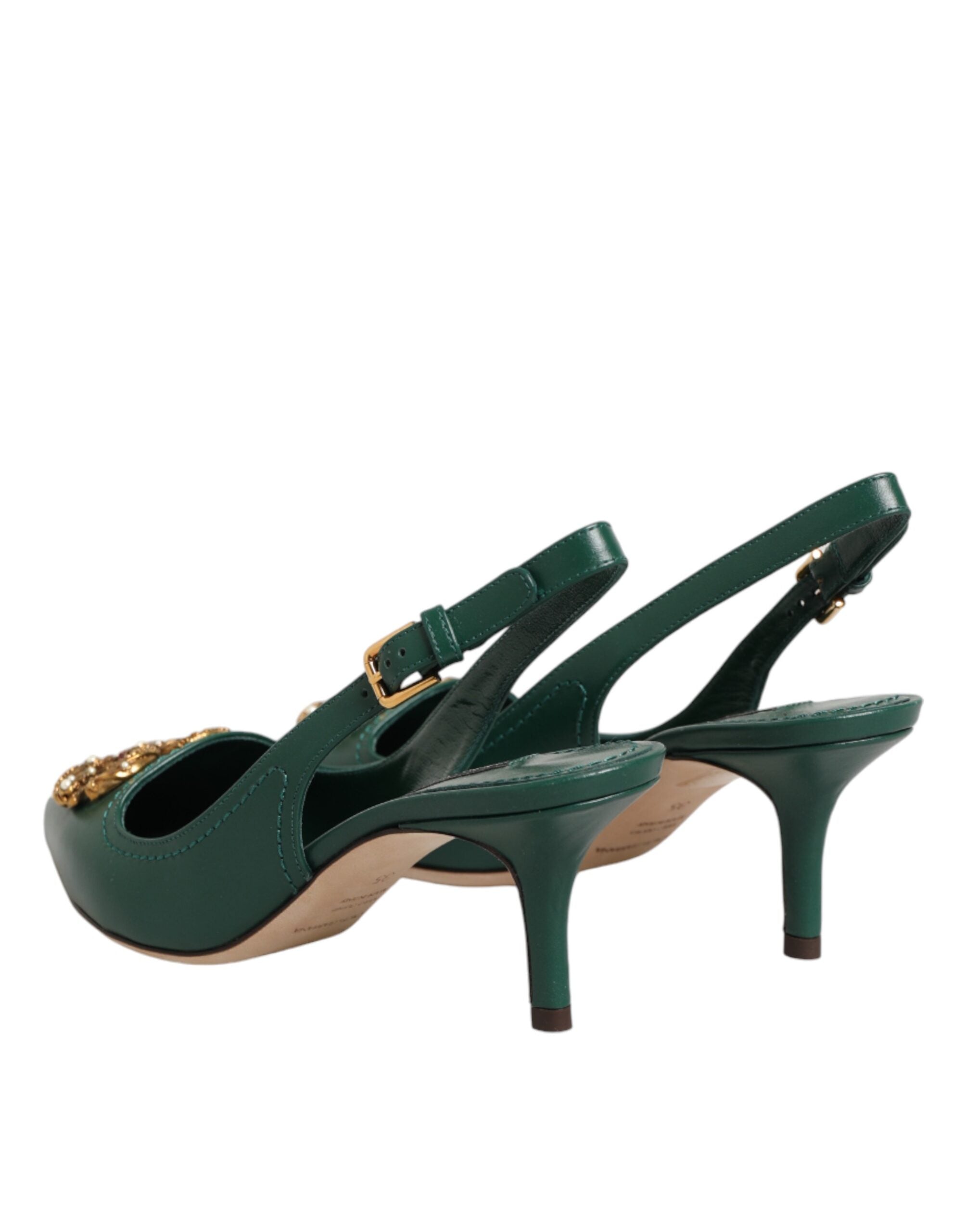 Dolce & Gabbana Grüne Leder-AMORE-Slingback-Pumps
