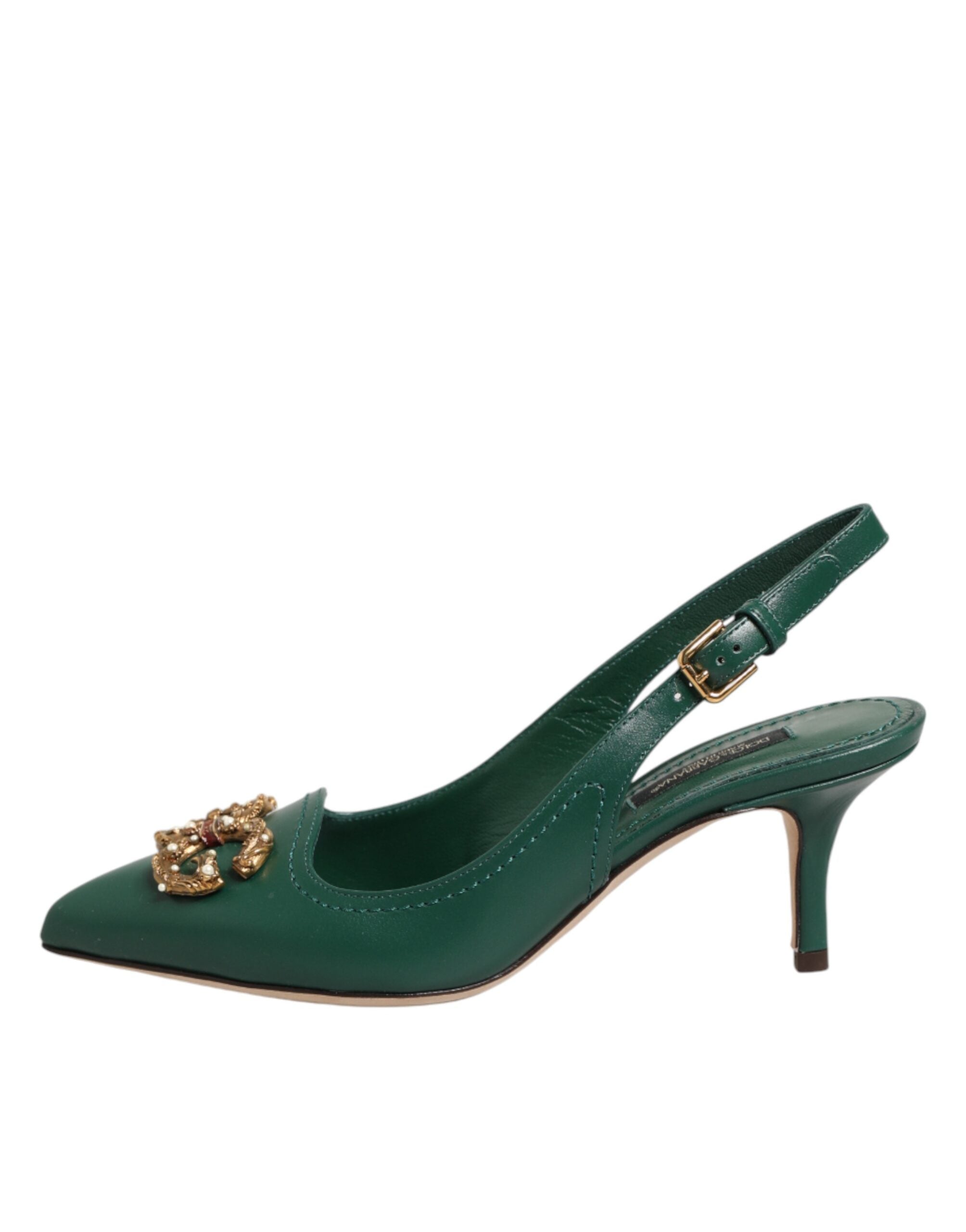 Dolce & Gabbana Grüne Leder-AMORE-Slingback-Pumps