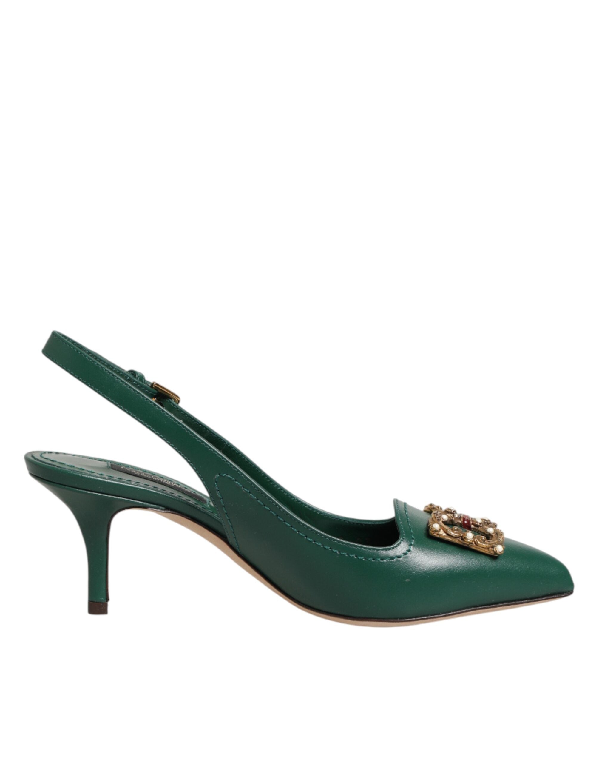Dolce & Gabbana Grüne Leder-AMORE-Slingback-Pumps