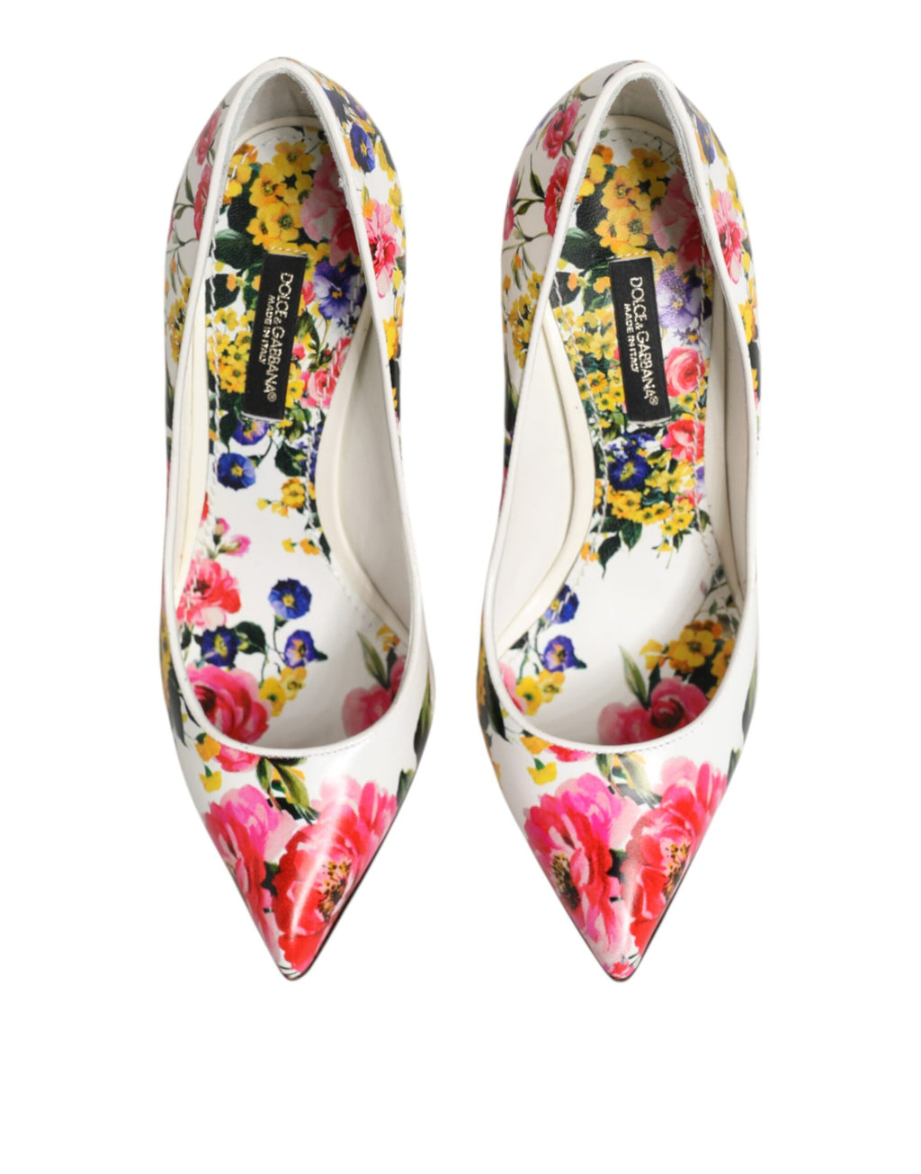 Dolce & Gabbana Weiße Leder-High-Heels mit Blumenmuster