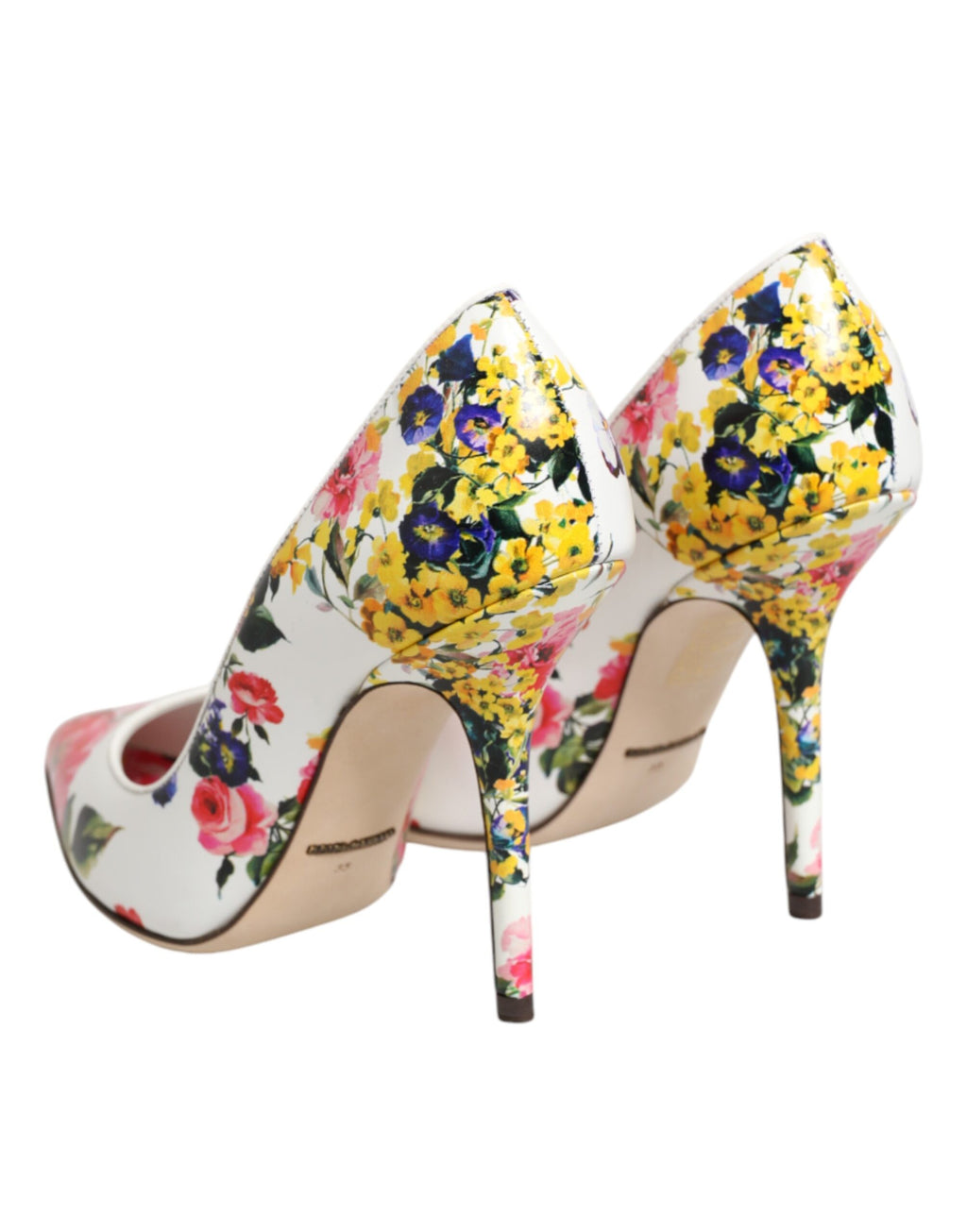 Dolce & Gabbana Weiße Leder-High-Heels mit Blumenmuster