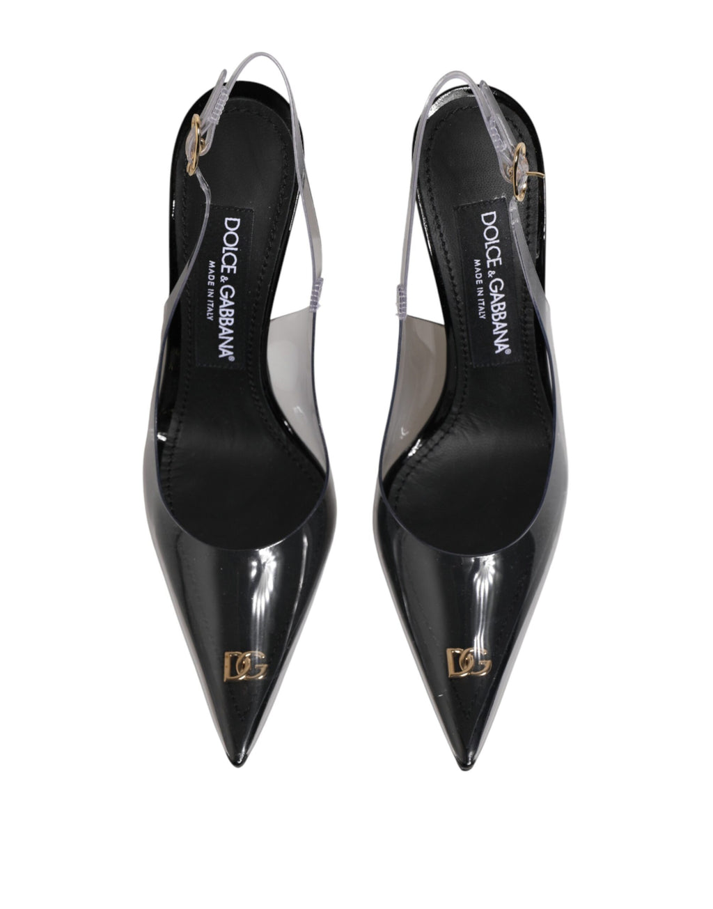 Dolce & Gabbana Schwarze Leder-Pumps mit transparentem PVC-Riemen