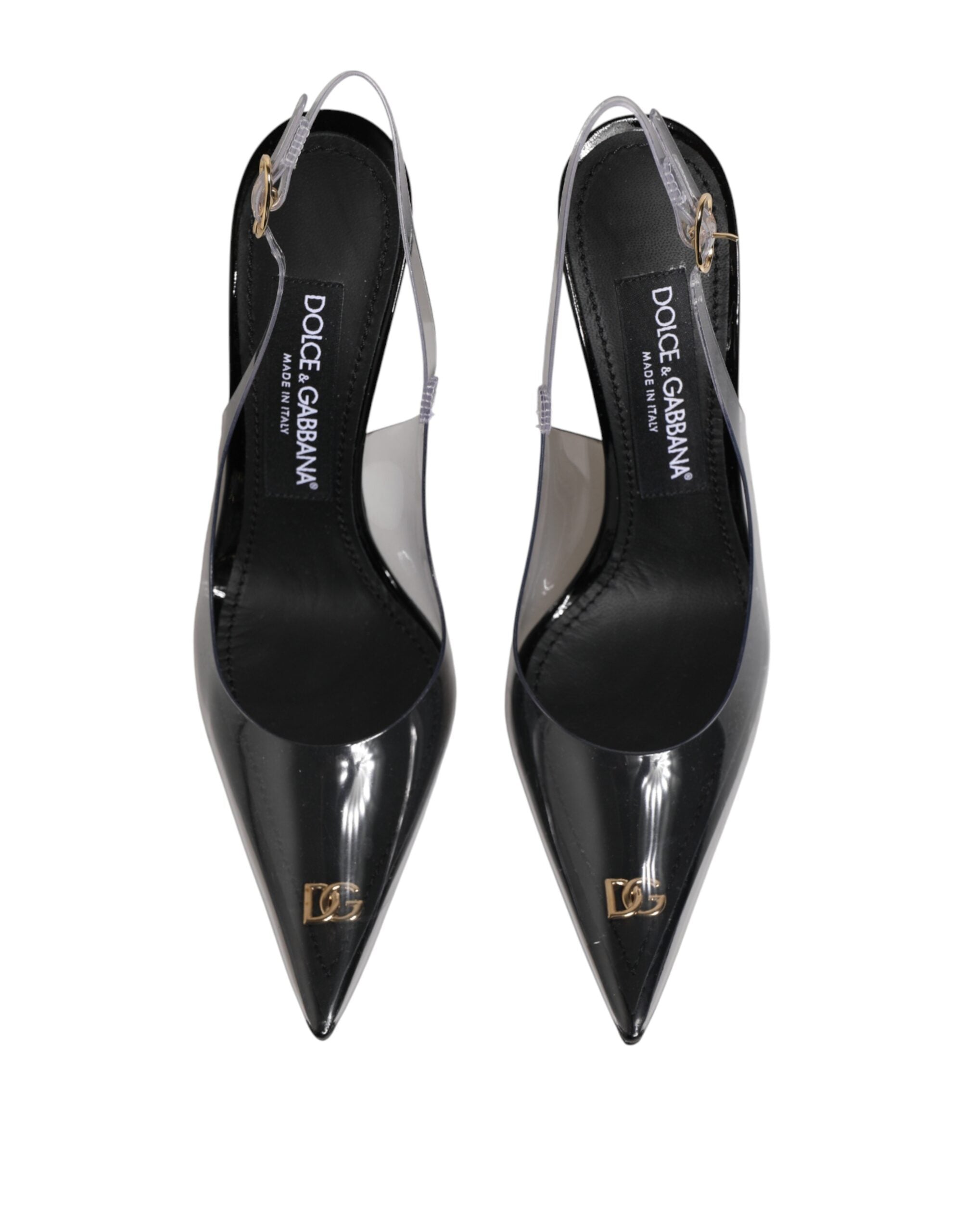 Dolce & Gabbana Schwarze Leder-Pumps mit transparentem PVC-Riemen