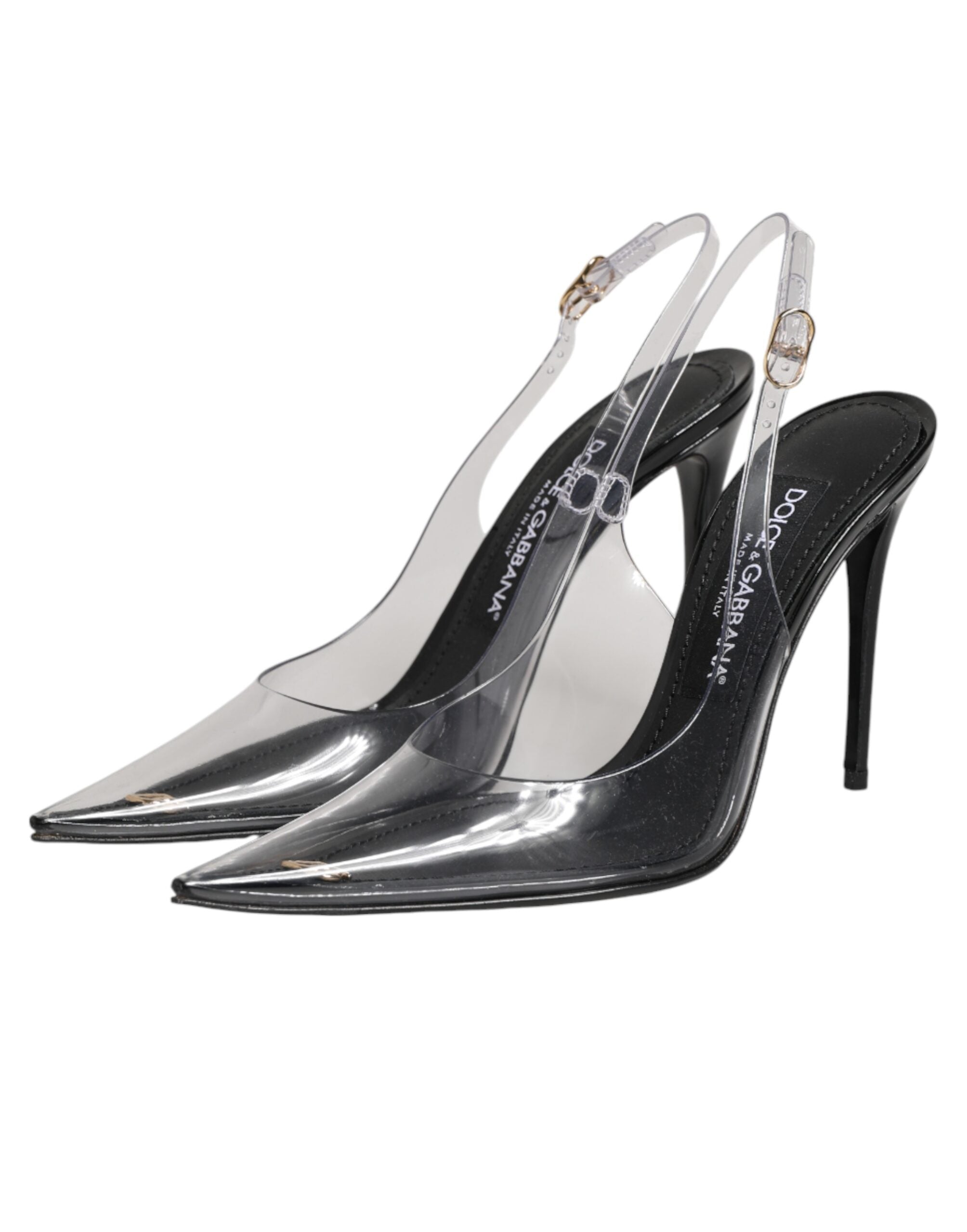 Dolce & Gabbana Schwarze Leder-Pumps mit transparentem PVC-Riemen