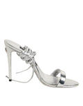 Dolce & Gabbana Silver Strappy High Heels Sandals Shoes