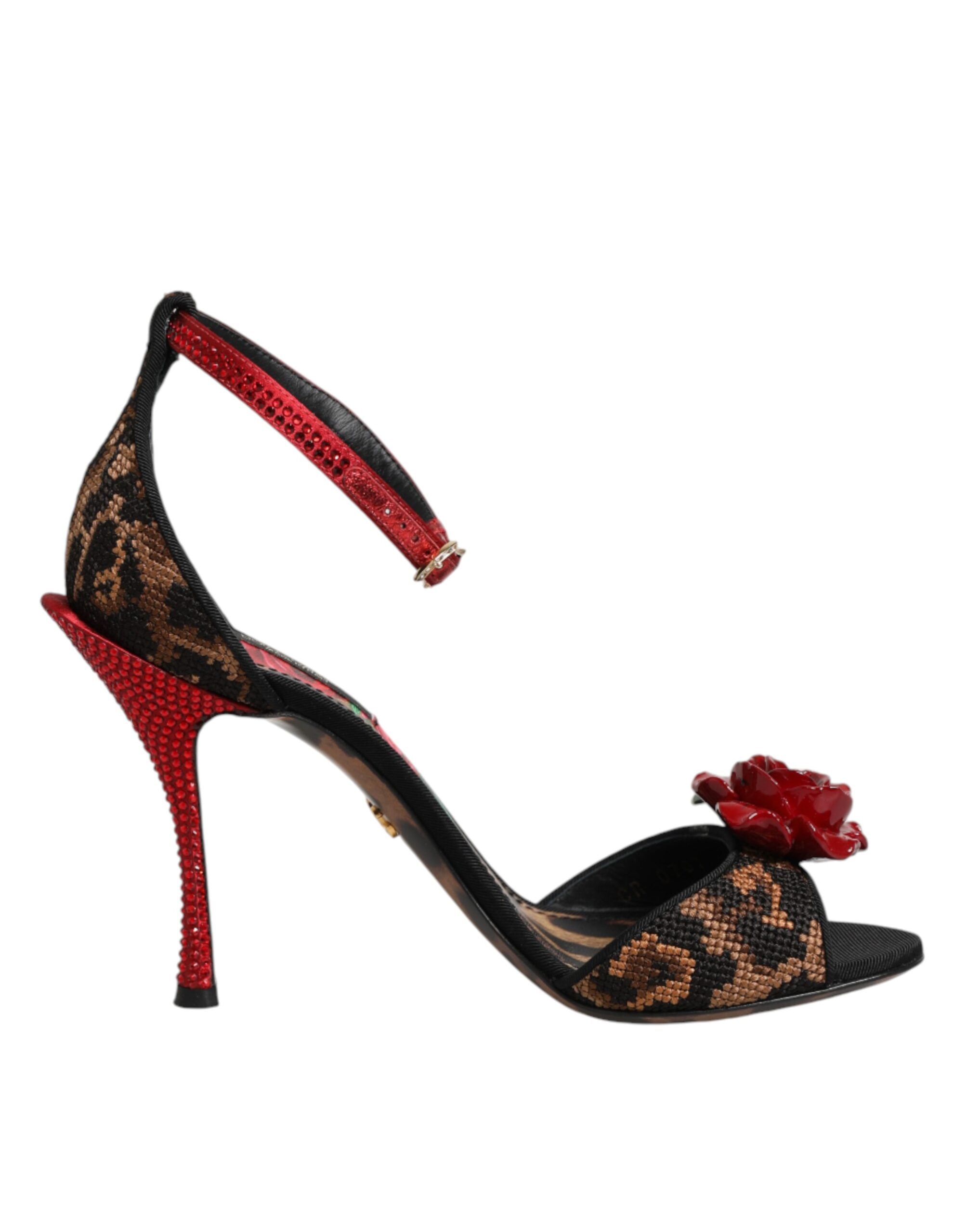 Dolce & Gabbana Sandalen mit Leopardenmuster und Kristallrosen