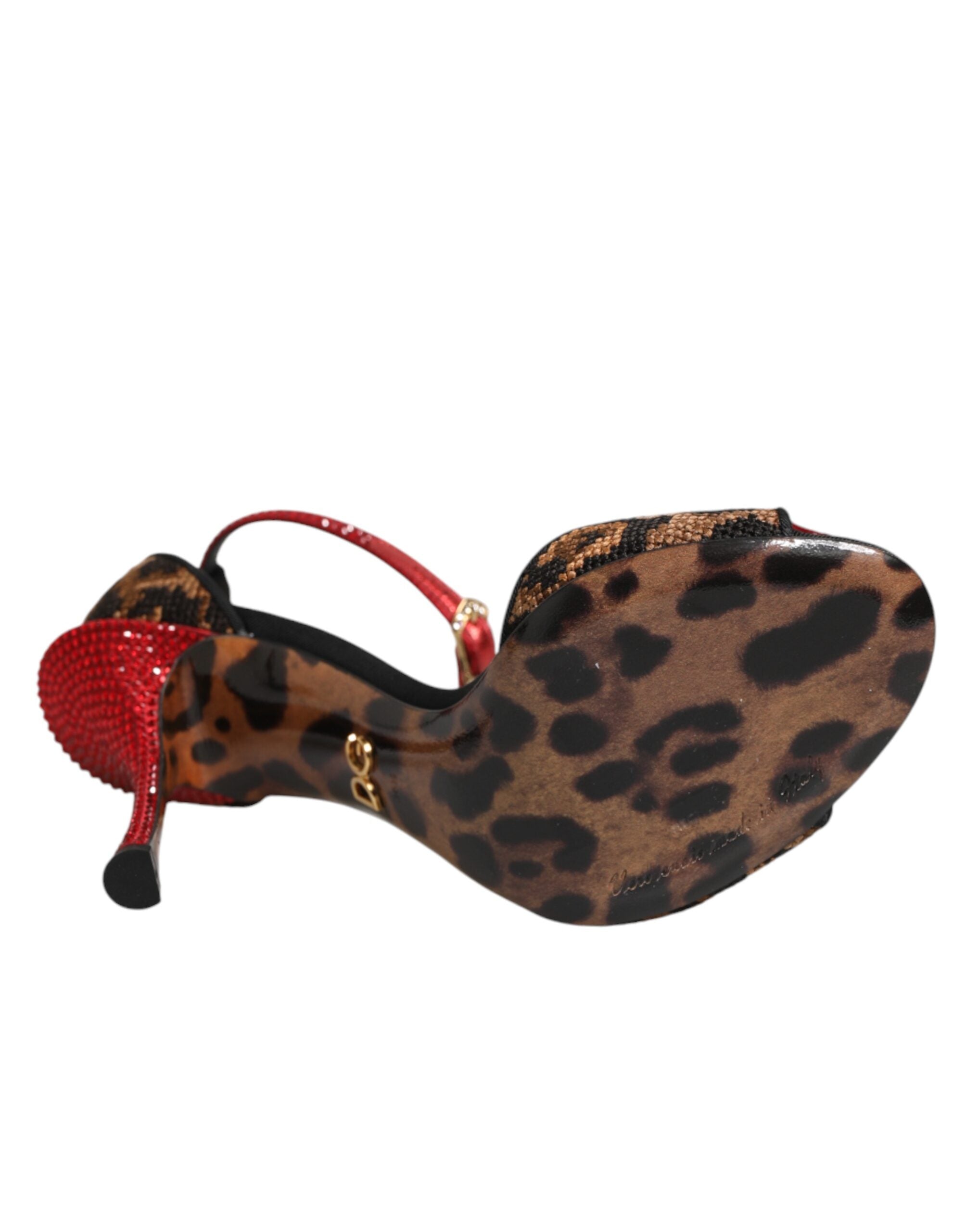 Dolce & Gabbana Sandalen mit Leopardenmuster und Kristallrosen