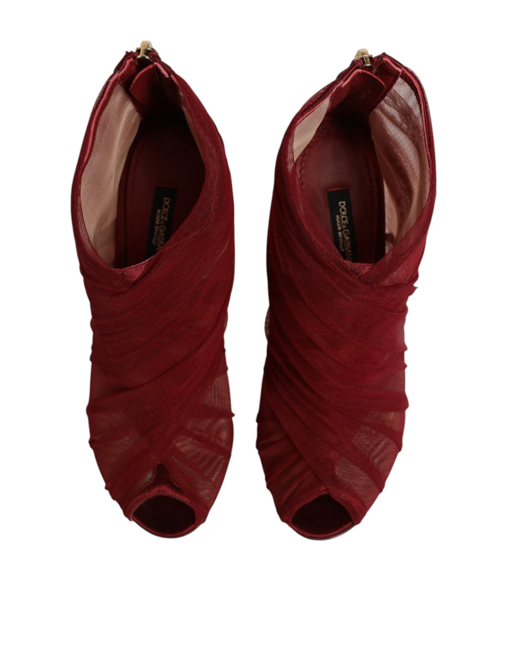 Dolce & Gabbana Rote Stiefelletten aus Tüll mit Stilettoabsatz
