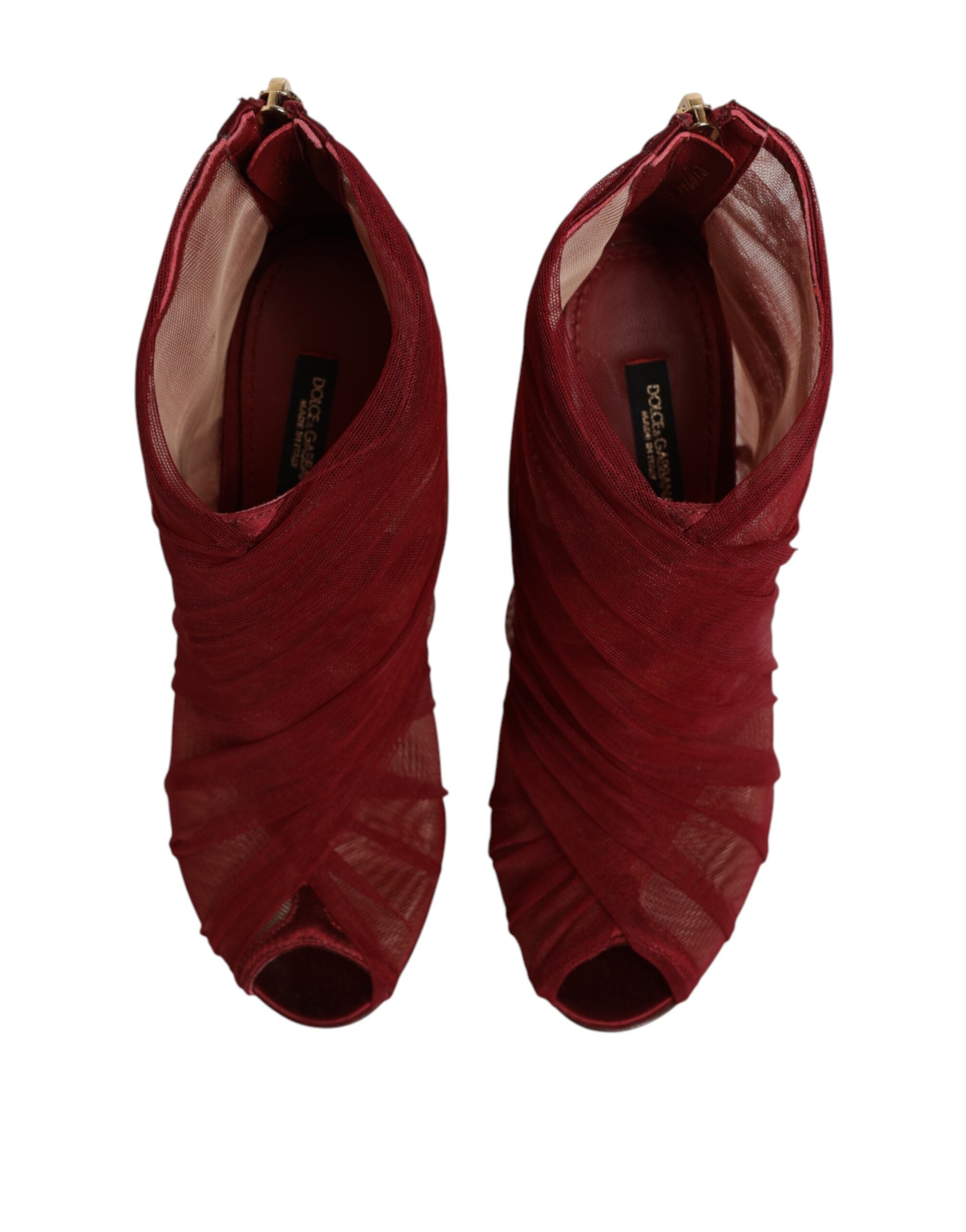 Dolce & Gabbana Rote Stiefelletten aus Tüll mit Stilettoabsatz