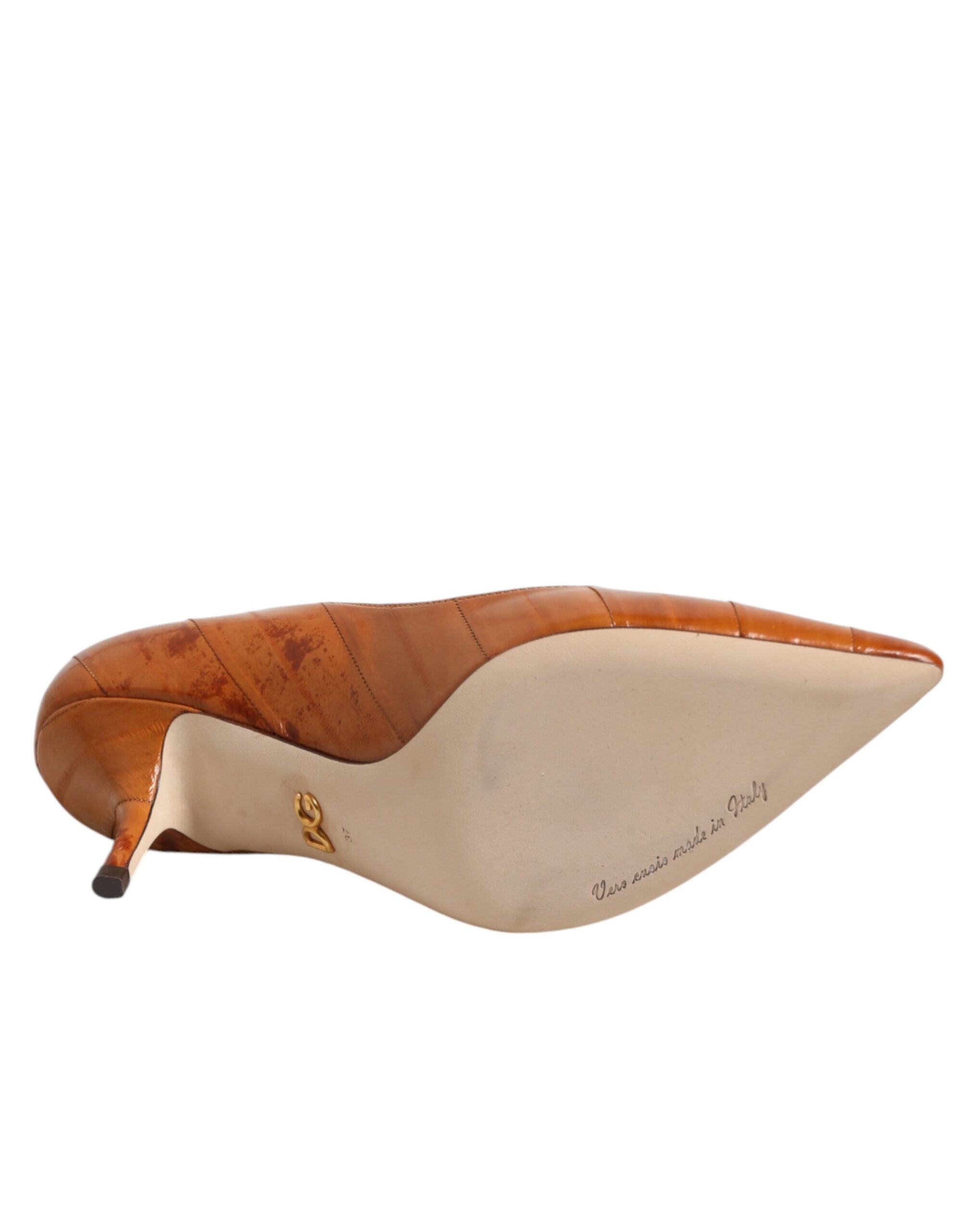 Dolce & Gabbana Braune Kitten-Heel-Pumps aus Leder