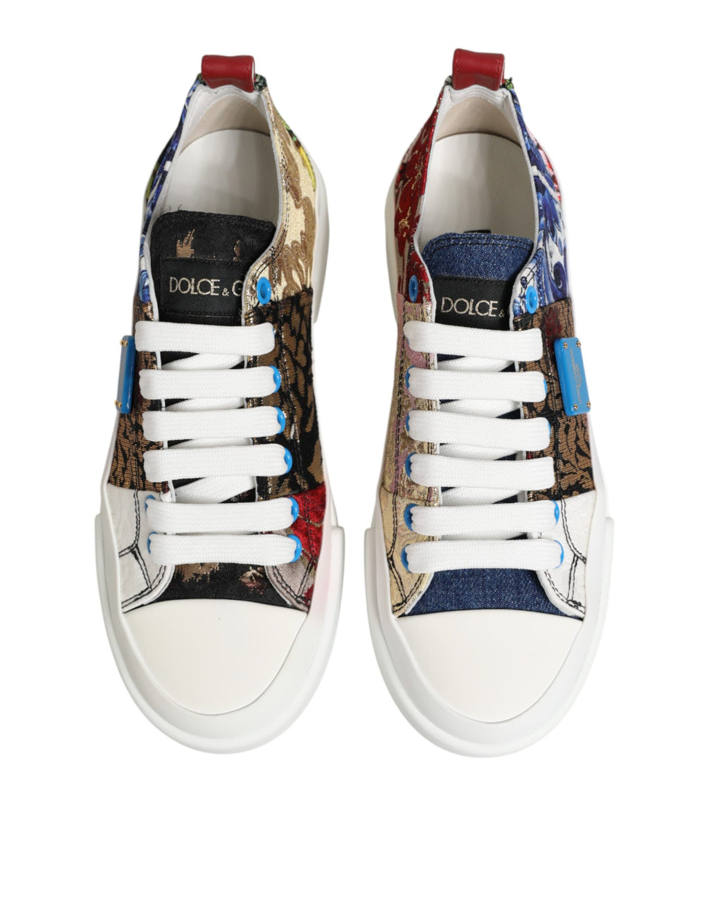 Dolce & Gabbana Bunte Patchwork-Sneakers mit niedrigem Schaft