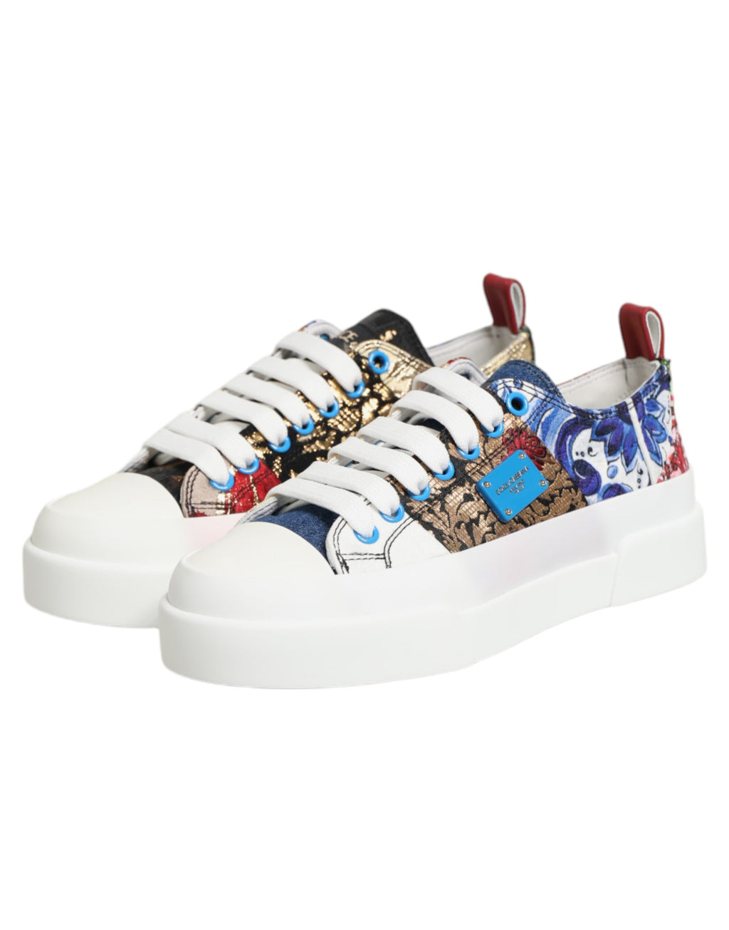 Dolce & Gabbana Bunte Patchwork-Sneaker mit niedrigem Schaft