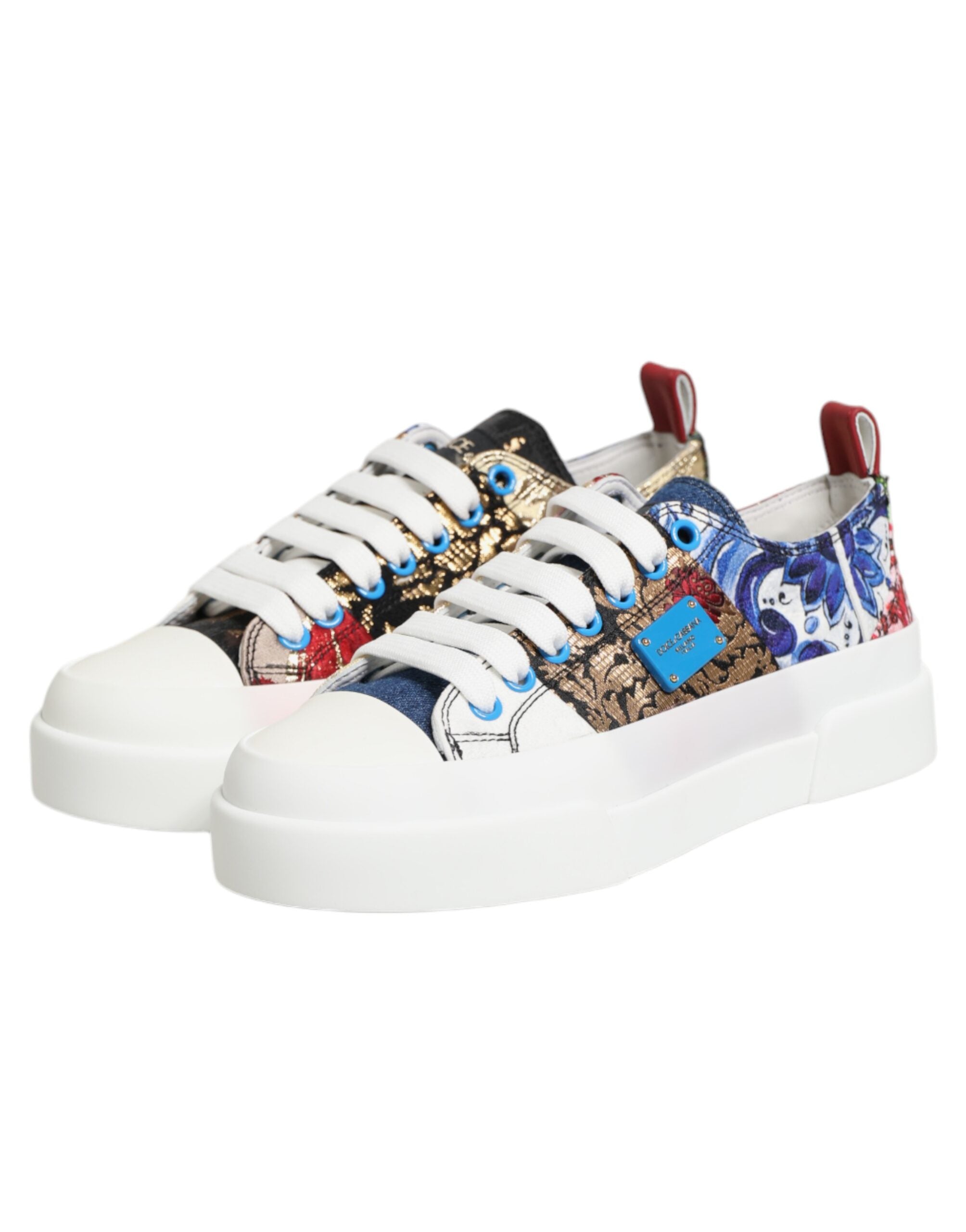 Dolce & Gabbana Bunte Patchwork-Sneaker mit niedrigem Schaft