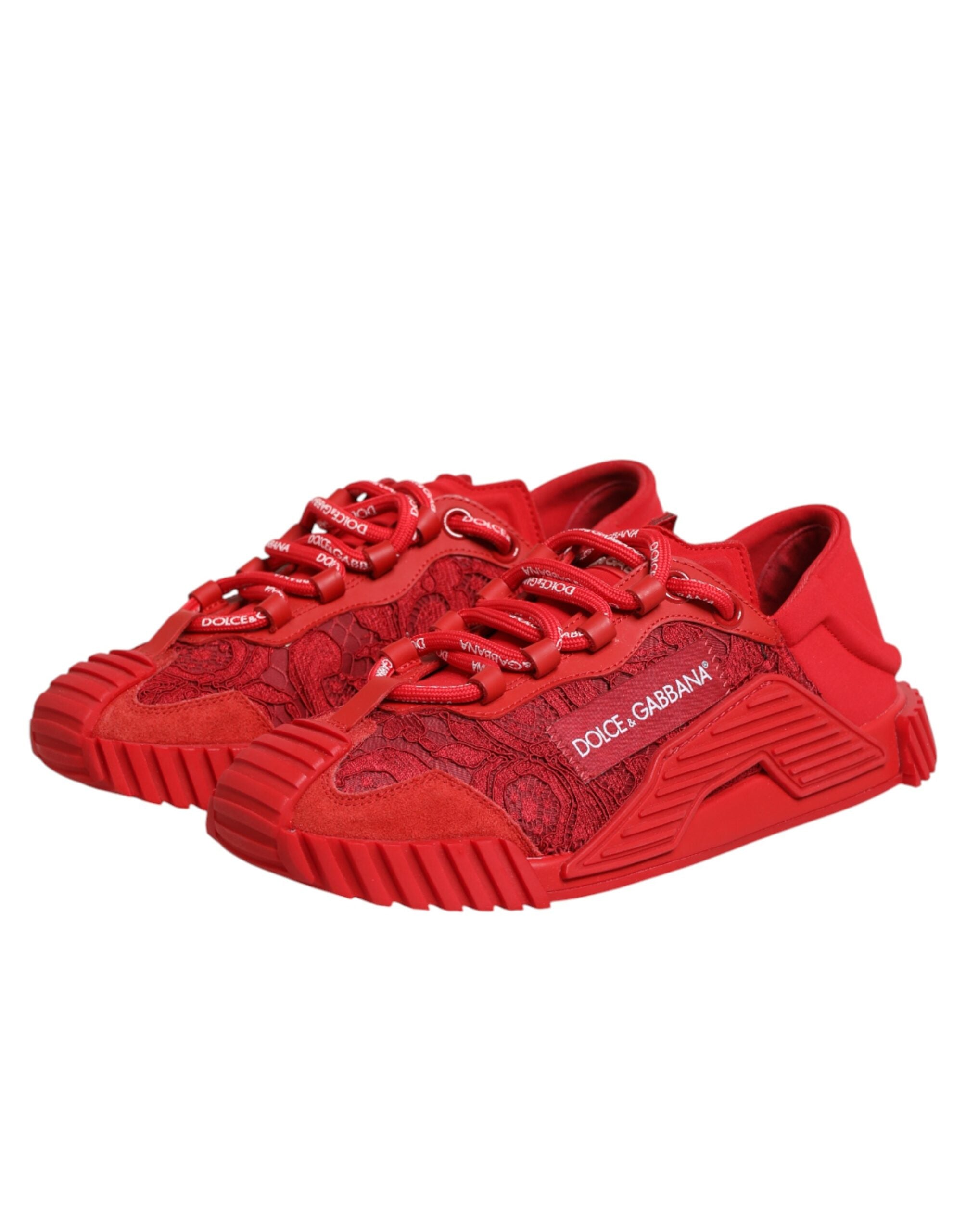 Dolce & Gabbana Rote Logo-Schnürschuhe NS1 Sneakers