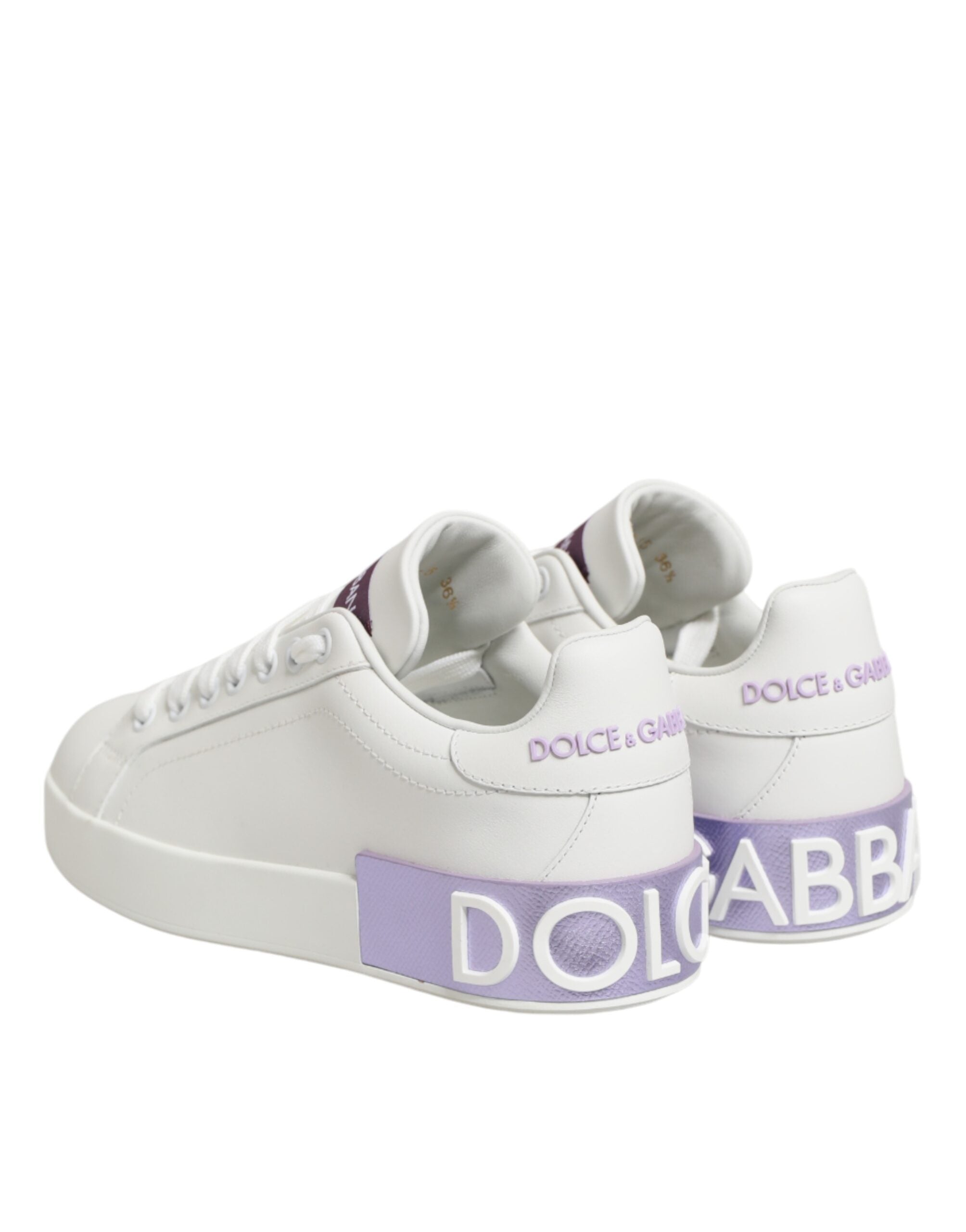 Dolce & Gabbana Weiße Sneakers aus Leder mit Lila Akzenten