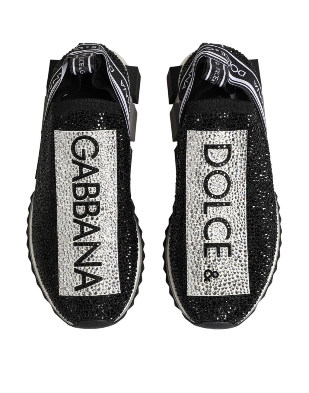 Dolce & Gabbana Schwarze Slip-On-Sneaker Sorrento mit Silberakzenten