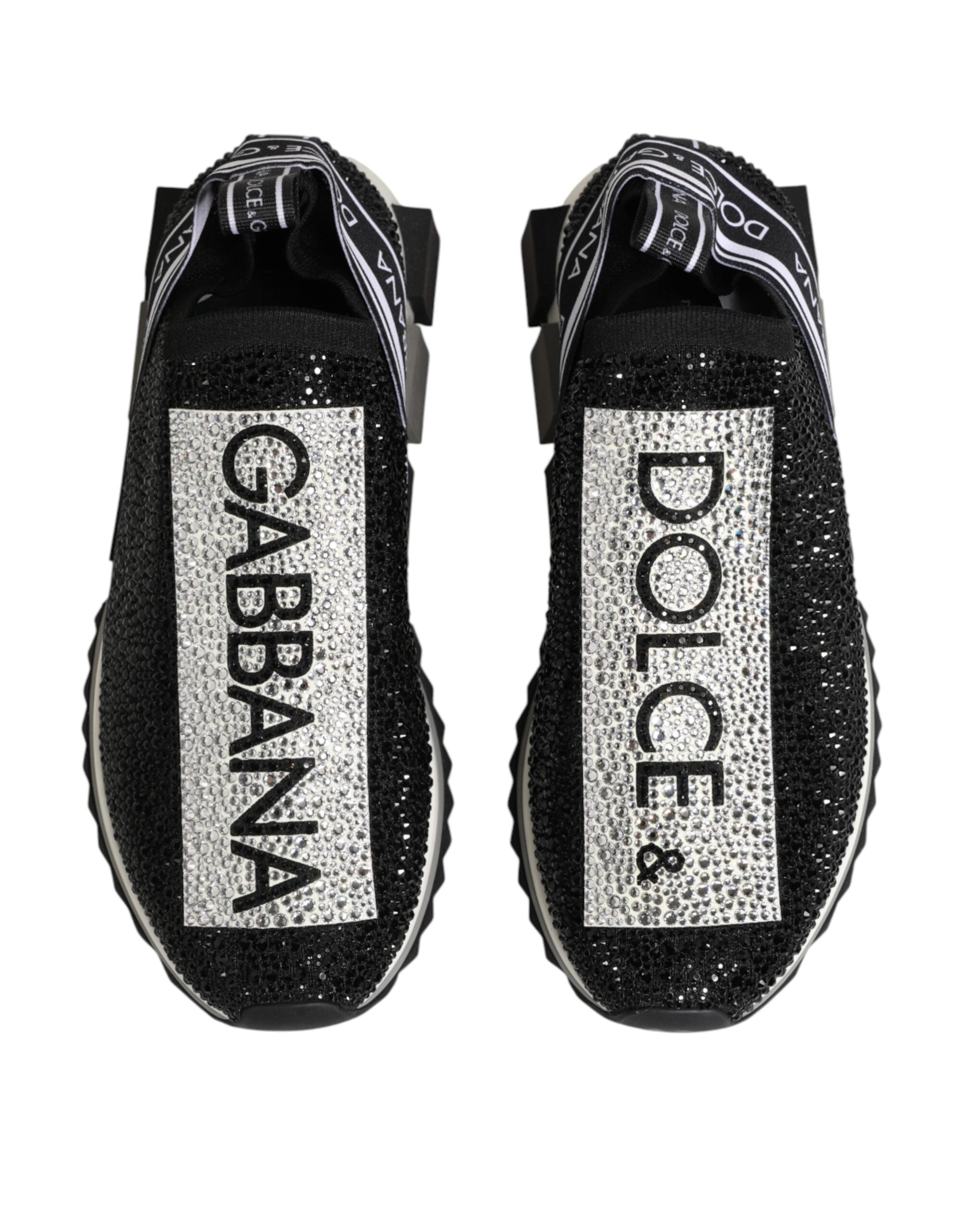 Dolce & Gabbana Schwarze Slip-On-Sneaker Sorrento mit Silberakzenten