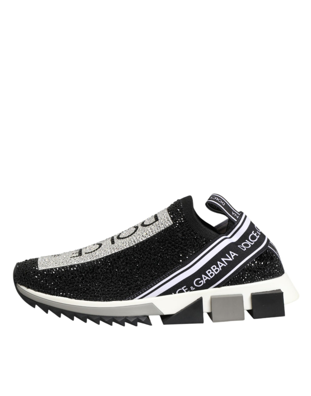 Dolce & Gabbana Schwarze Slip-On-Sneaker Sorrento mit Silberakzenten