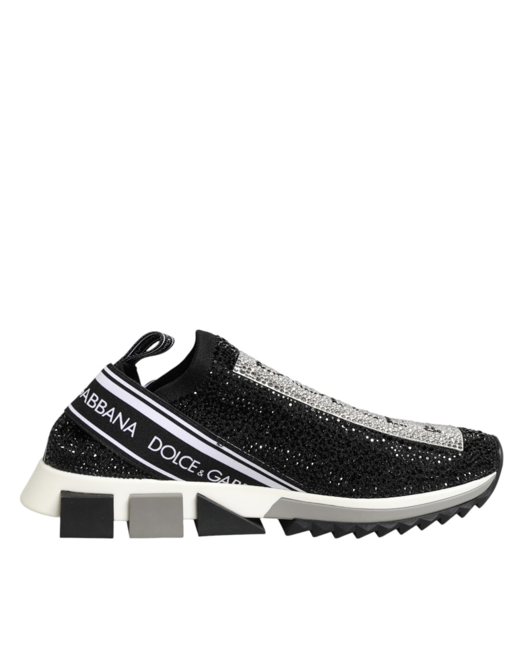Dolce & Gabbana Schwarze Slip-On-Sneaker Sorrento mit Silberakzenten