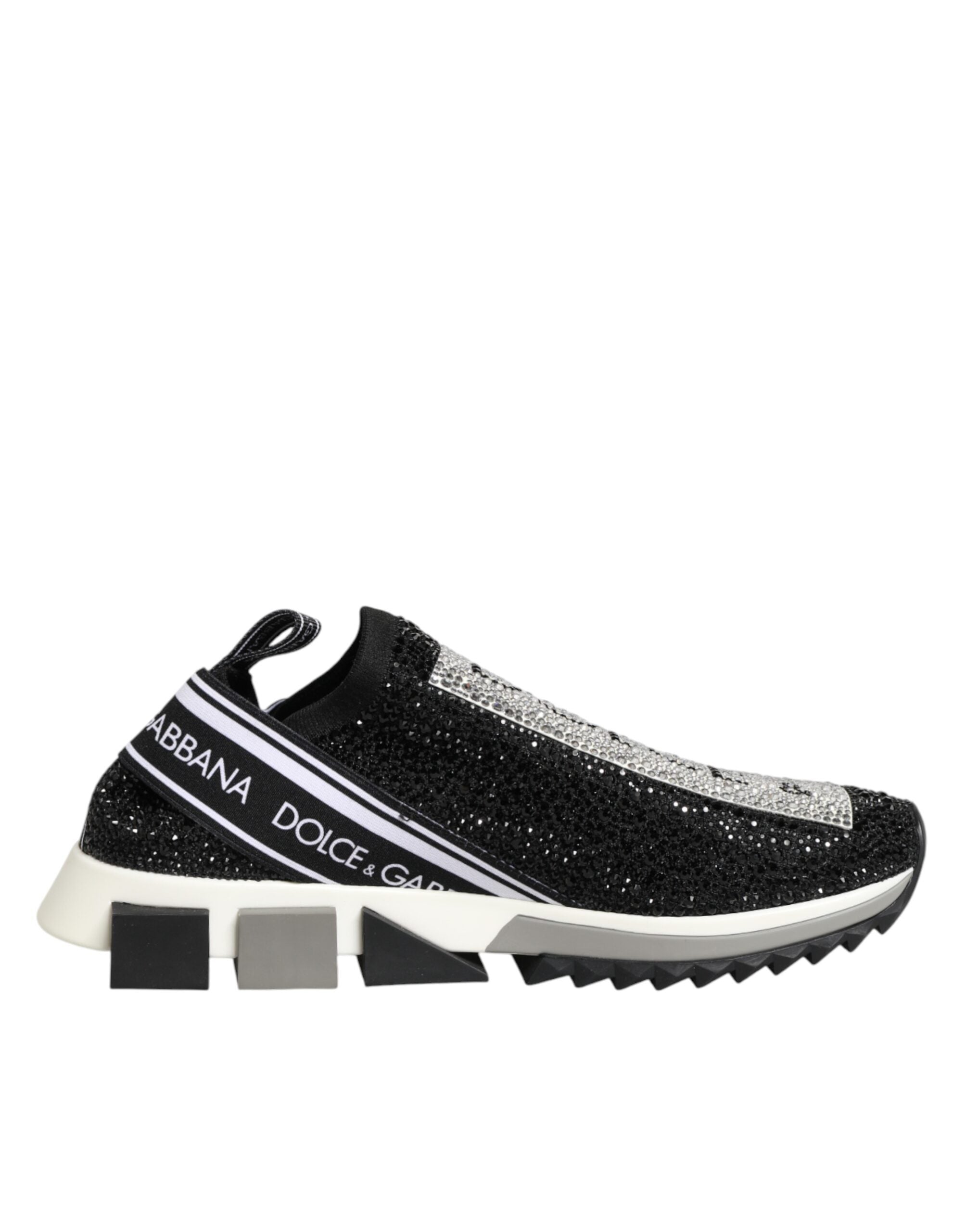 Dolce & Gabbana Schwarze Slip-On-Sneaker Sorrento mit Silberakzenten