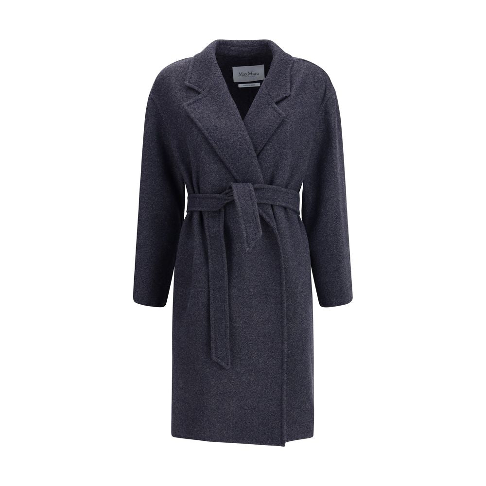 Max Mara Blauer Wollmantel mit Denim-Effekt