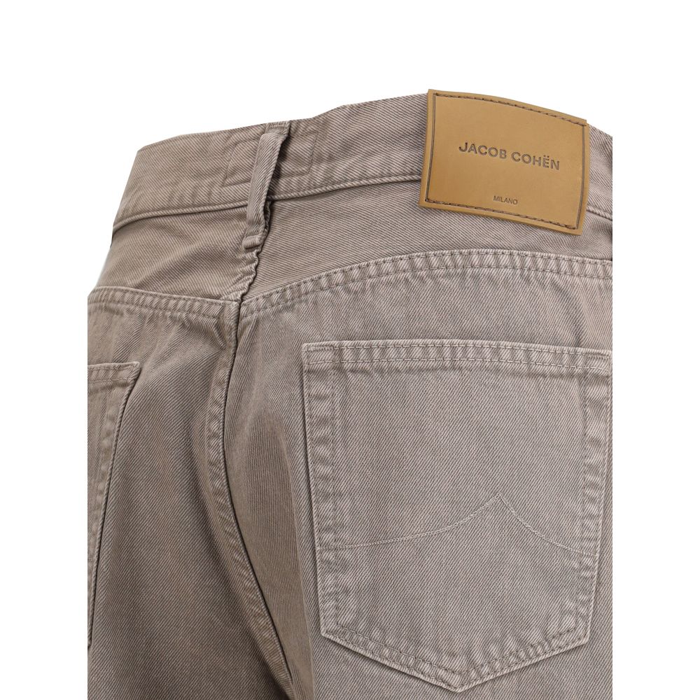 Jacob Cohen Braune Baumwolljeans mit weiter Passform