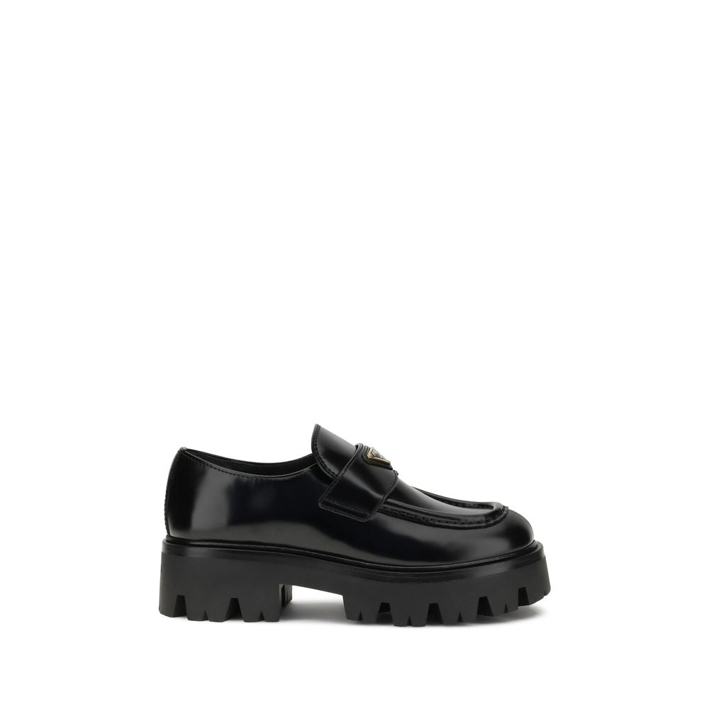 Prada Schwarze Kalbsleder Bos Taurus Plateau-Loafer