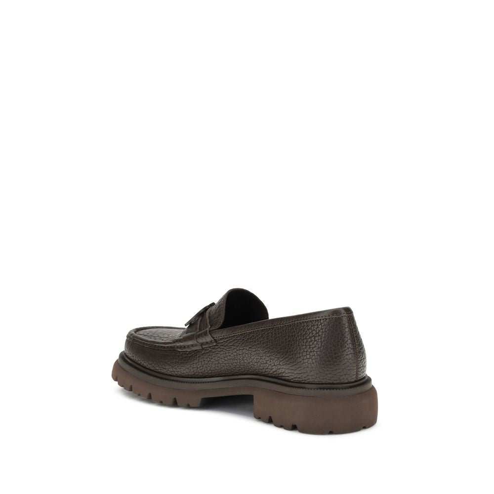 Ferragamo Braune Kalbsleder Bos Taurus Slip-On Loafer