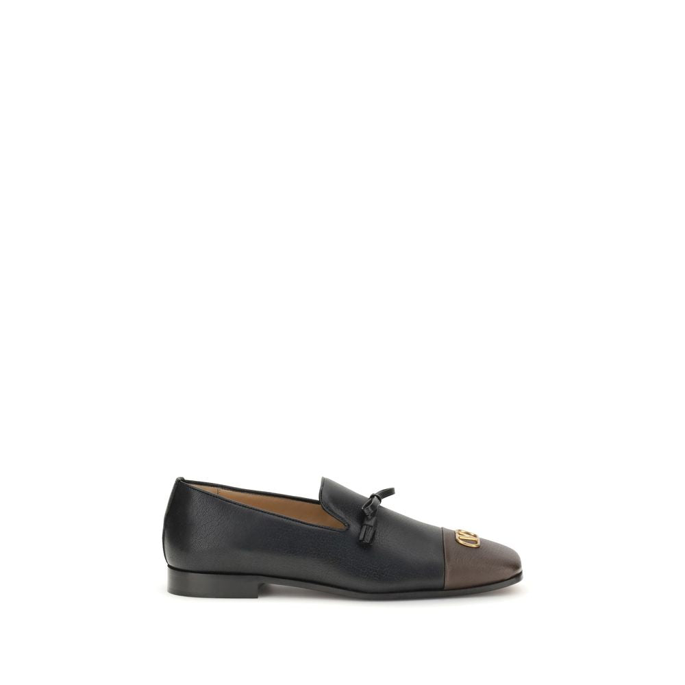 Valentino Garavani Schwarze Leder-Slipper