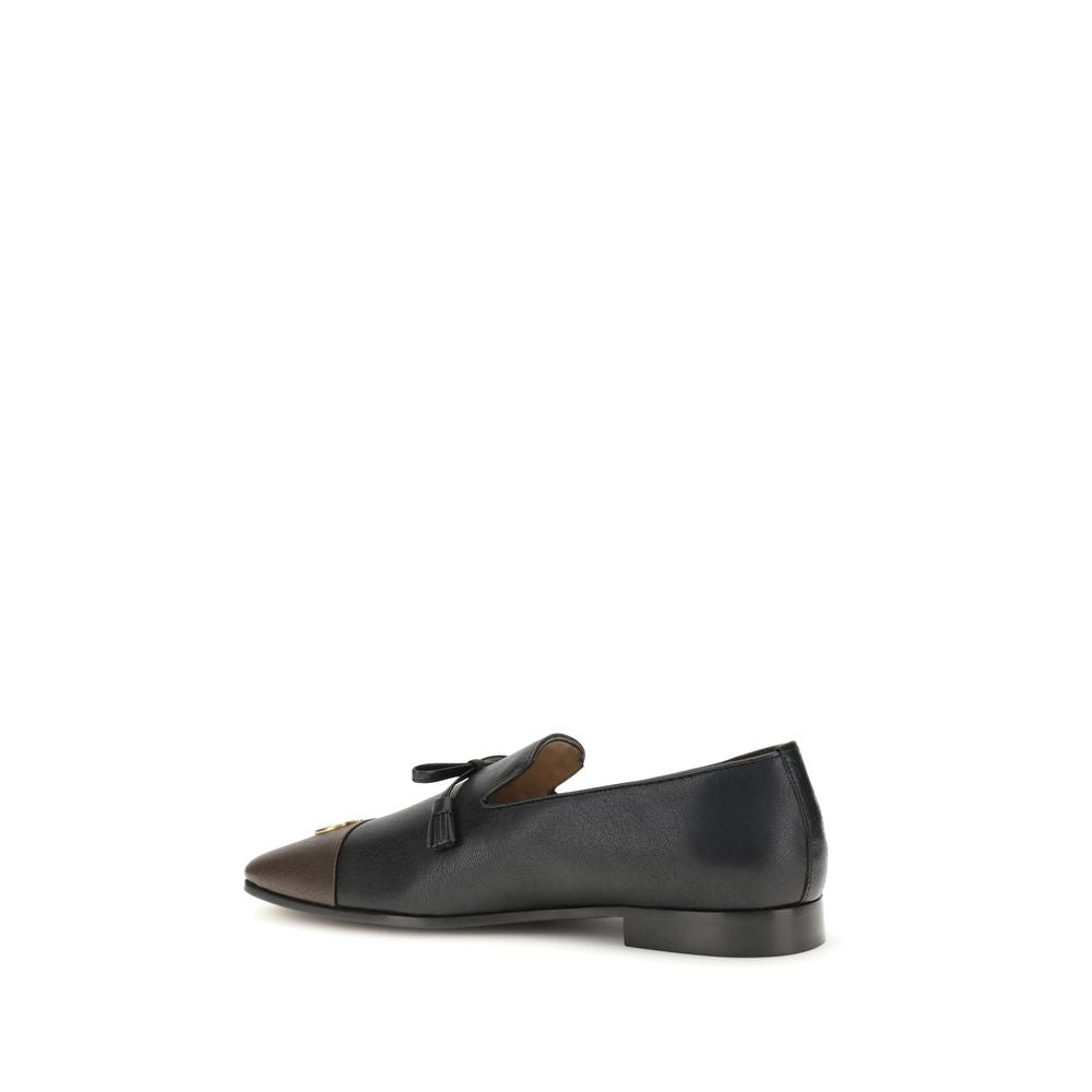 Valentino Garavani Schwarze Leder-Slipper