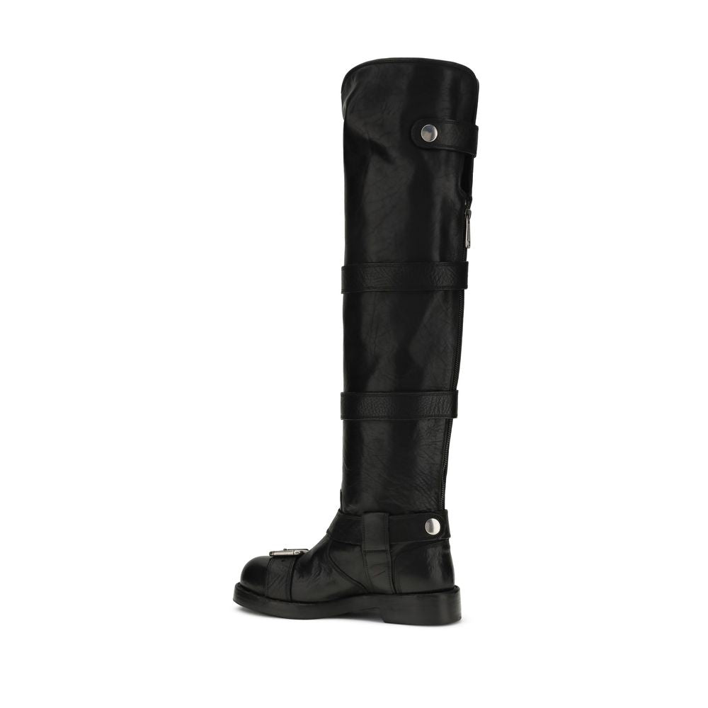 Dolce & Gabbana Schwarze Kalbshaut Bos Taurus Schnürstiefel