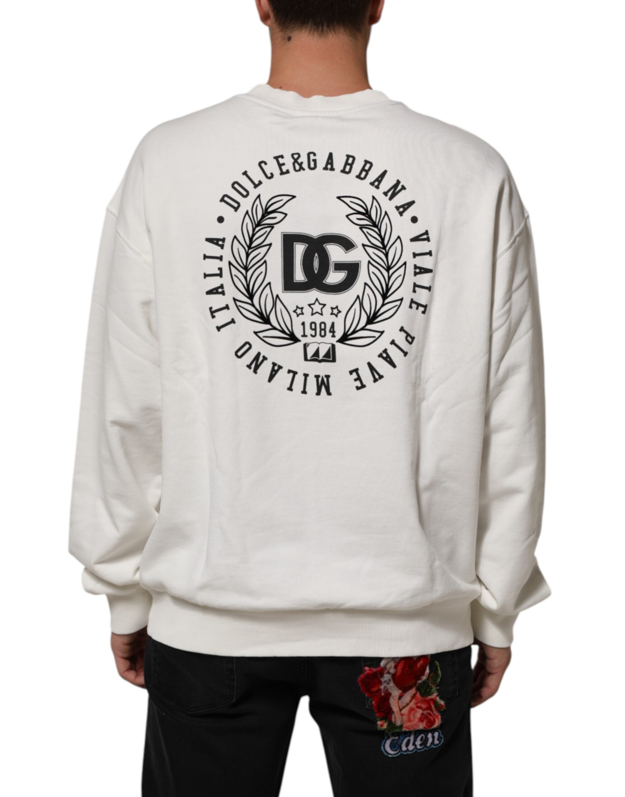 Dolce & Gabbana Weißes DG Logo-Sweatshirt mit Rundhalsausschnitt
