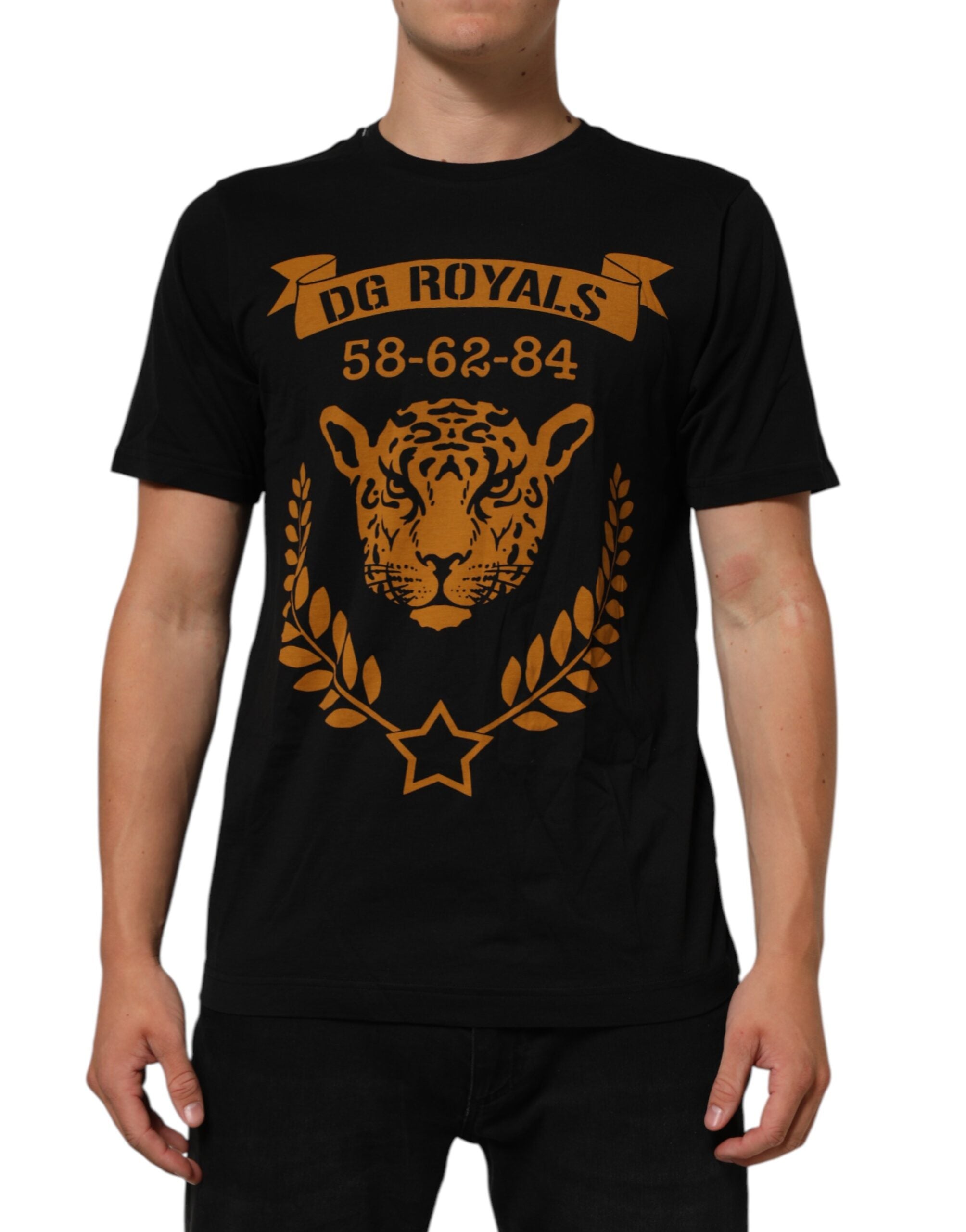 Dolce & Gabbana Schwarzes DG Royals Baumwoll-T-Shirt mit Rundhalsausschnitt für Herren