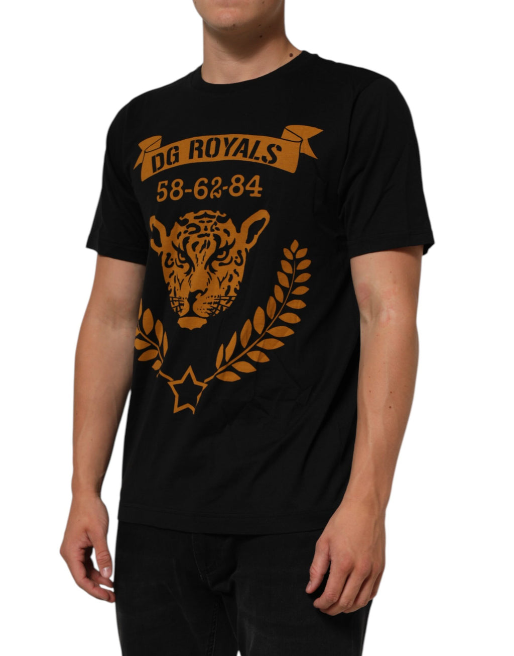Dolce & Gabbana Schwarzes DG Royals Baumwoll-T-Shirt mit Rundhalsausschnitt für Herren