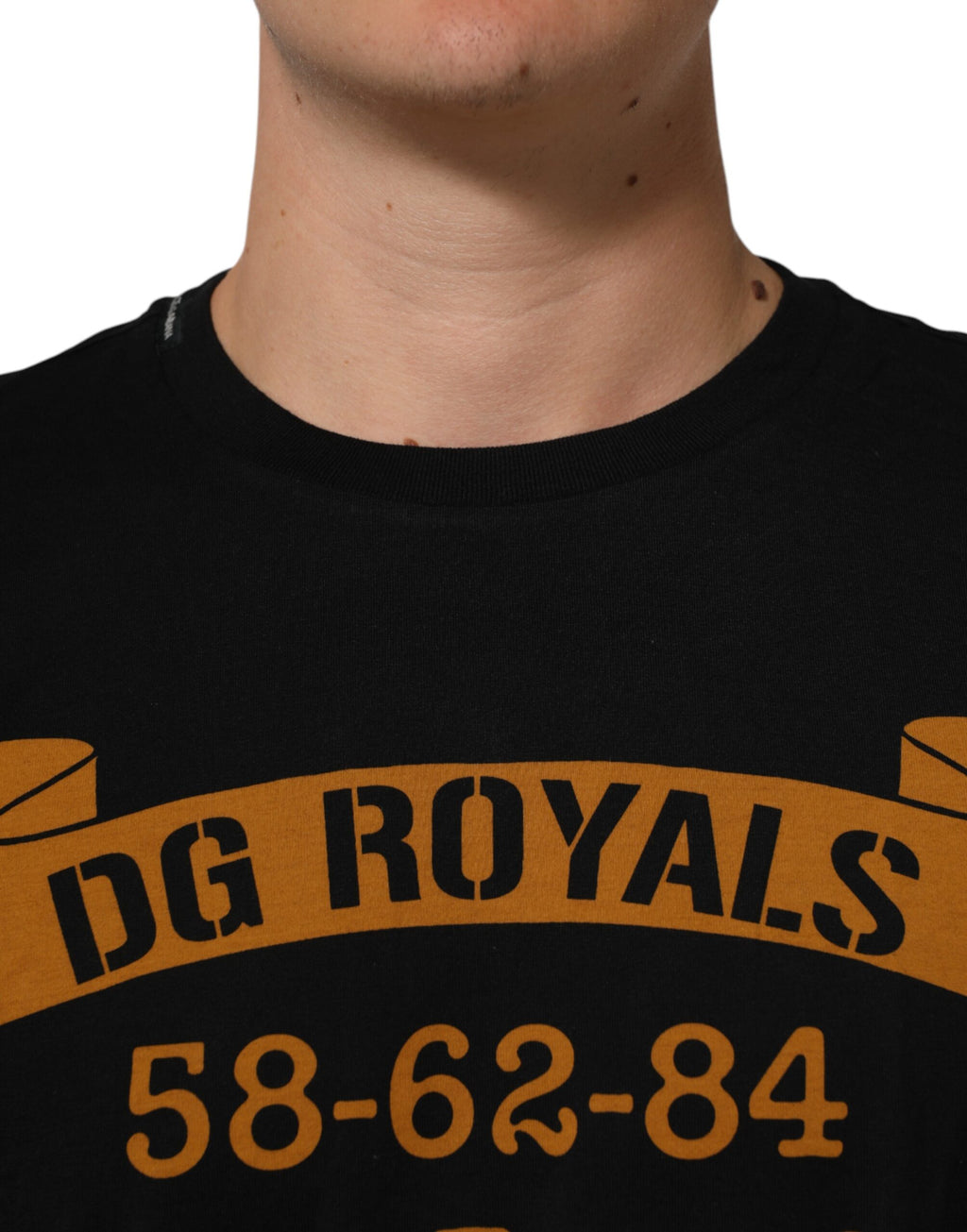 Dolce & Gabbana Schwarzes DG Royals Baumwoll-T-Shirt mit Rundhalsausschnitt für Herren