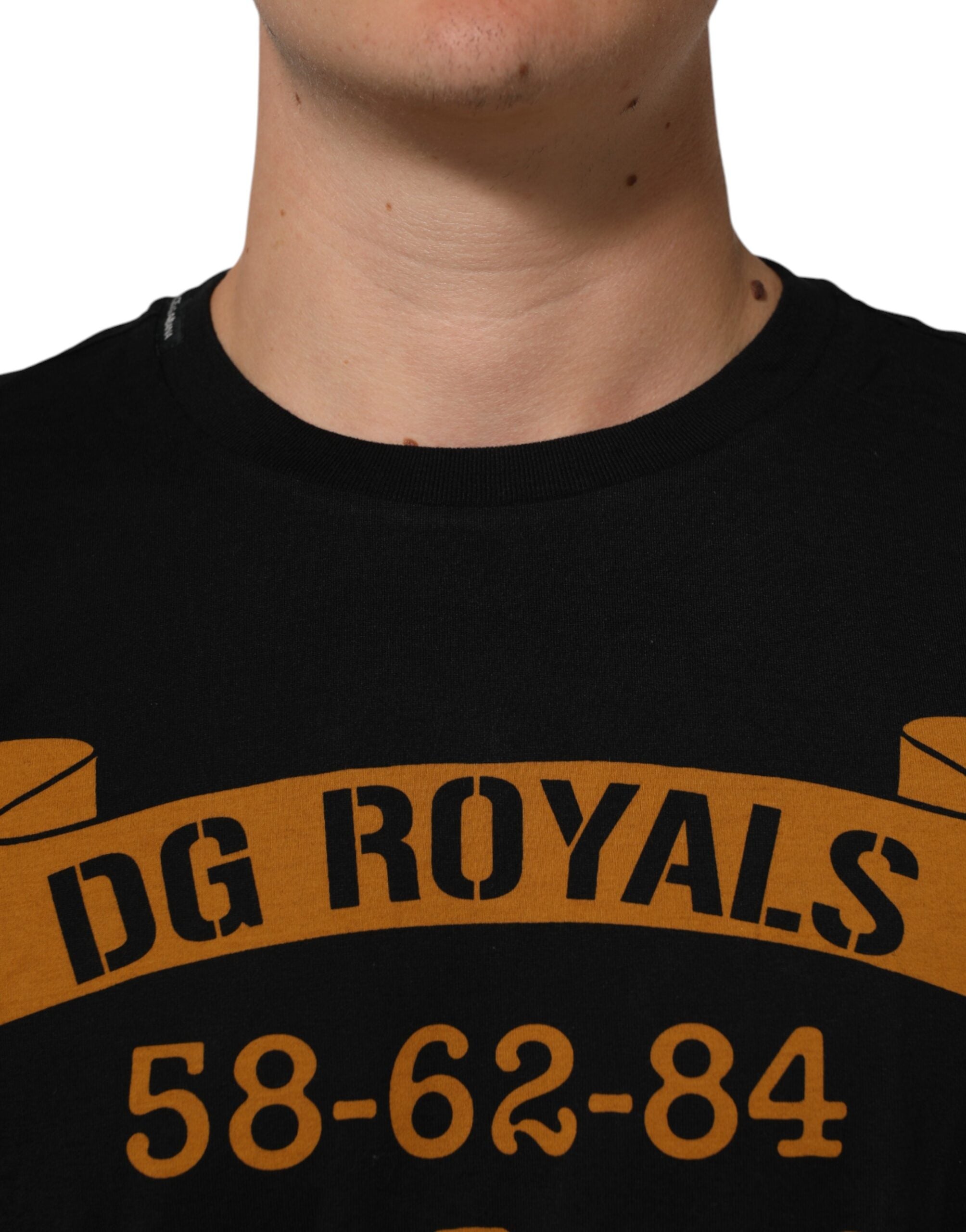 Dolce & Gabbana Schwarzes DG Royals Baumwoll-T-Shirt mit Rundhalsausschnitt für Herren