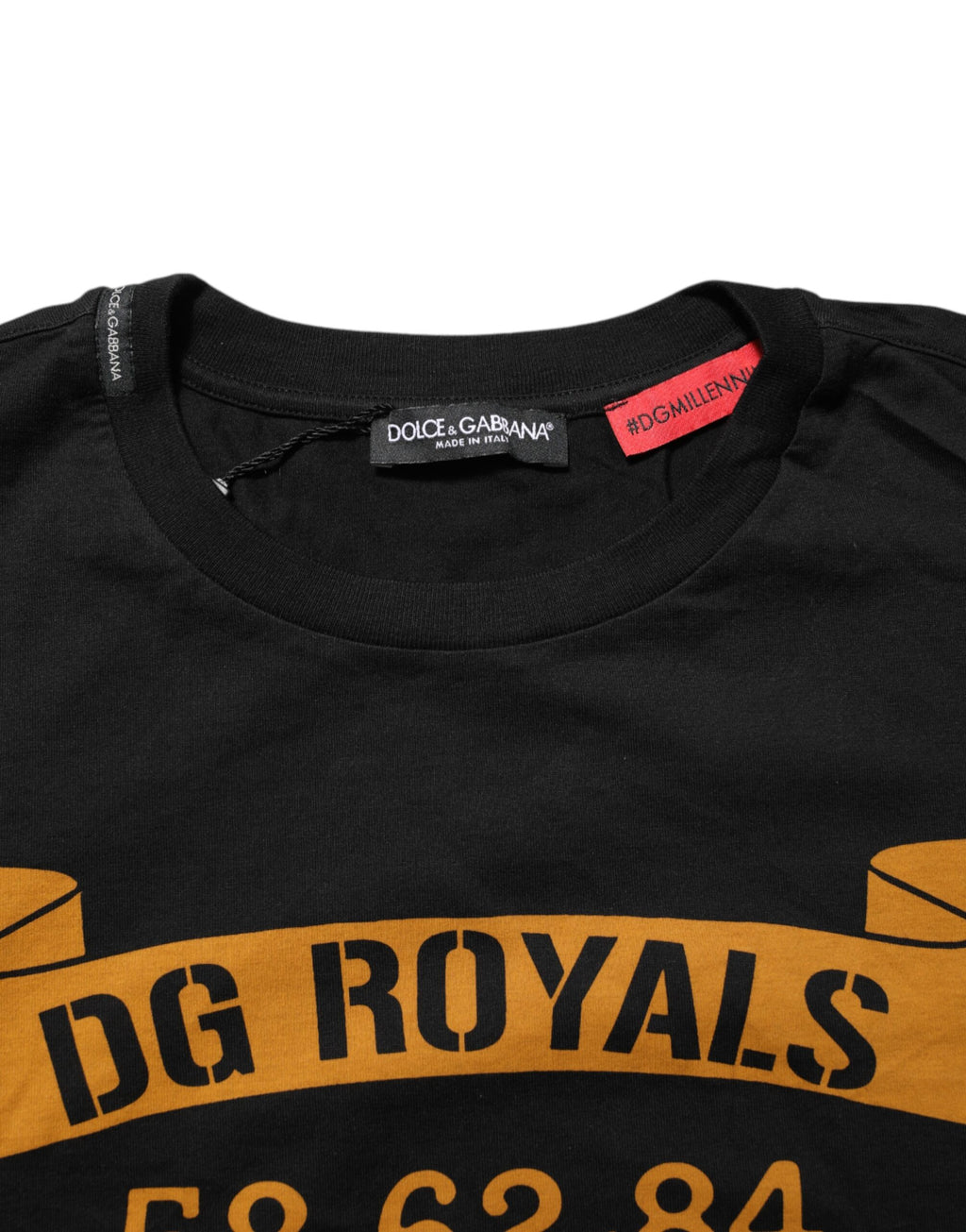 Dolce & Gabbana Schwarzes DG Royals Baumwoll-T-Shirt mit Rundhalsausschnitt für Herren