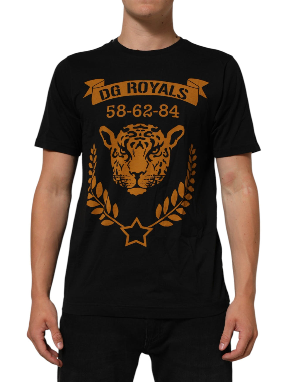 Dolce & Gabbana Schwarzes DG Royals Baumwoll-T-Shirt mit Rundhalsausschnitt für Herren
