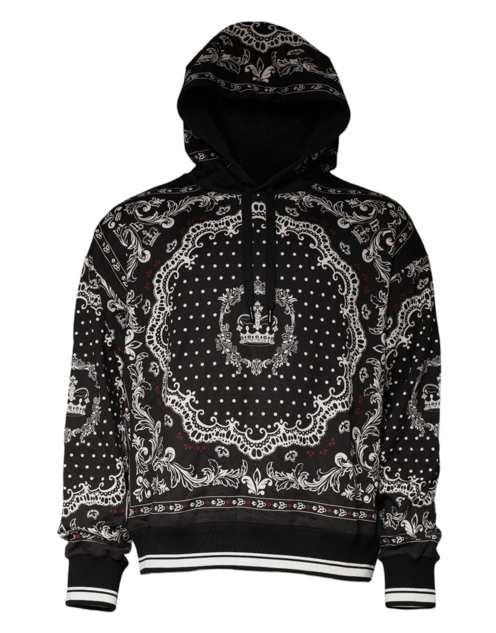 Dolce & Gabbana Kapuzenpullover mit Bandana-Print und Kronenlogo aus Baumwolle