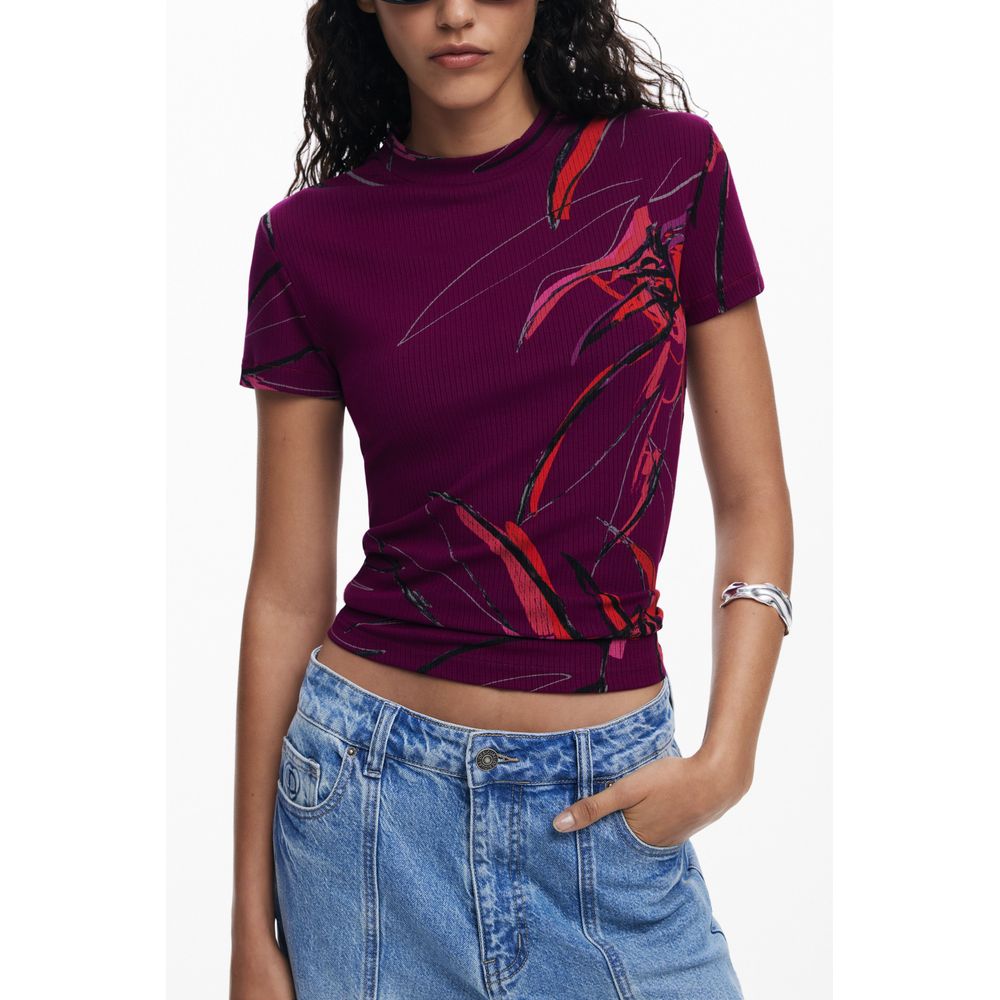Desigual Lila Elastan-T-Shirt