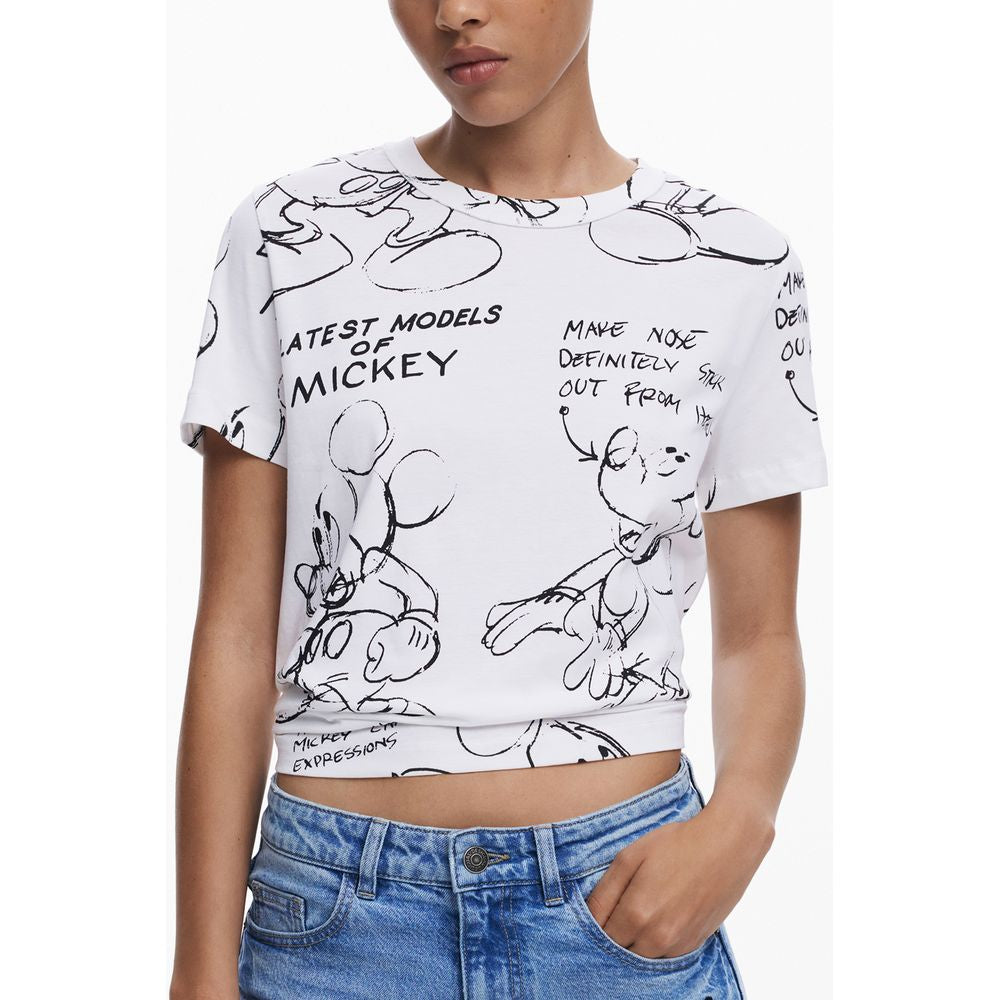 Desigual Weißes Baumwoll-T-Shirt