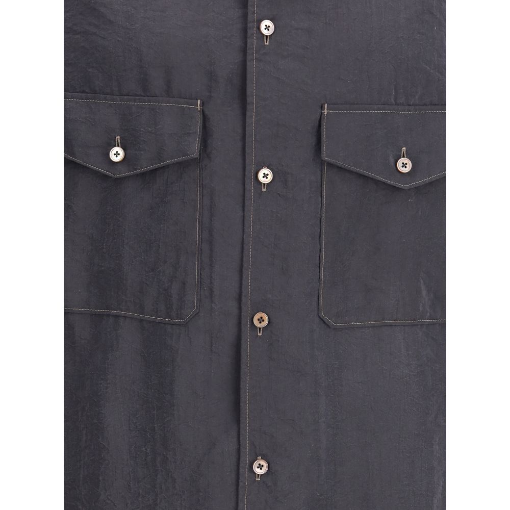 Lemaire Graues Seidenhemd